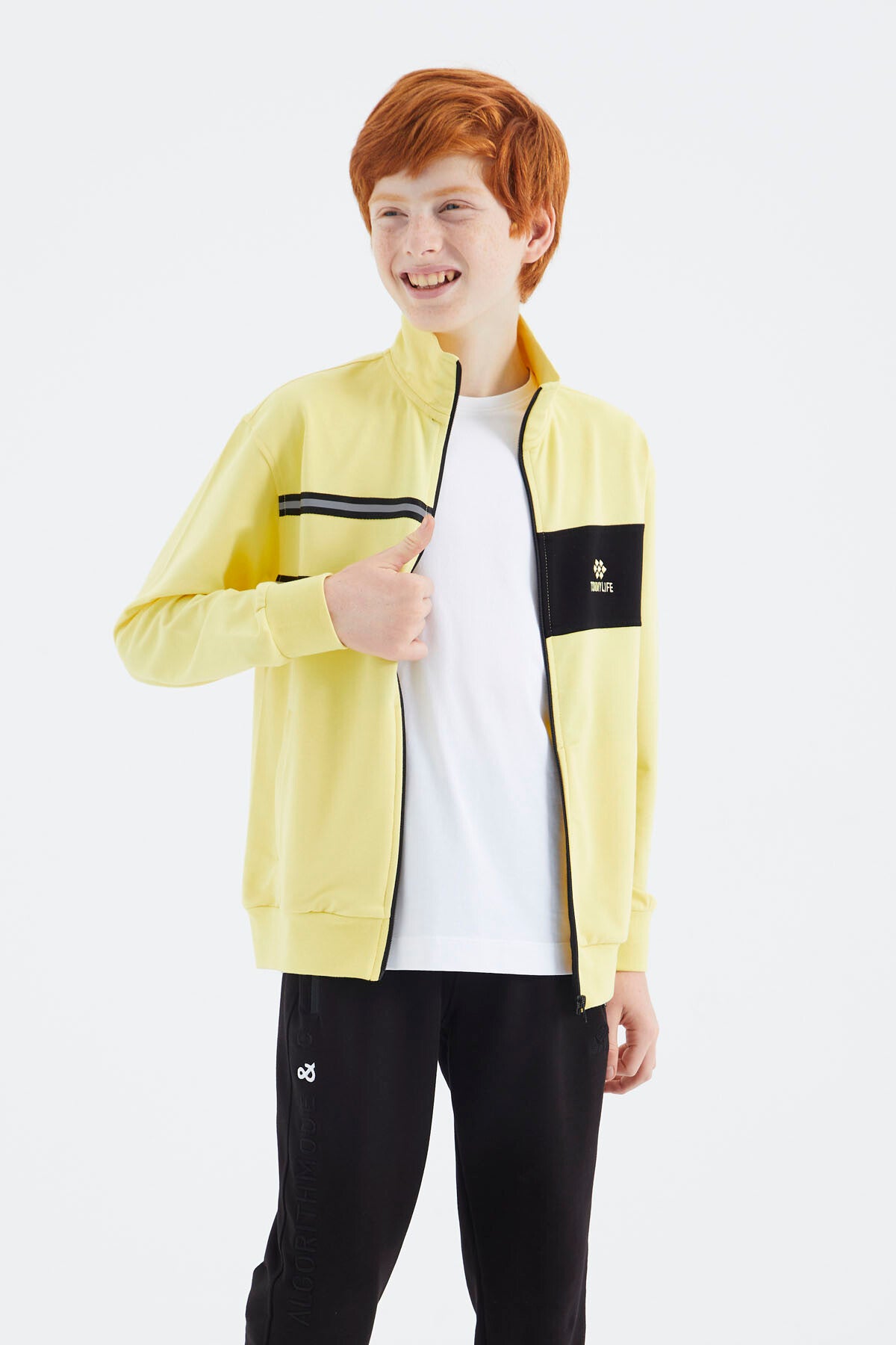 Sarı Dik Yaka Erkek Çocuk Sweatshirt - 11183