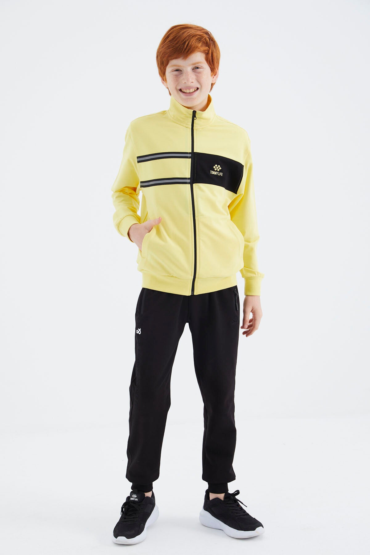 Sarı Dik Yaka Erkek Çocuk Sweatshirt - 11183