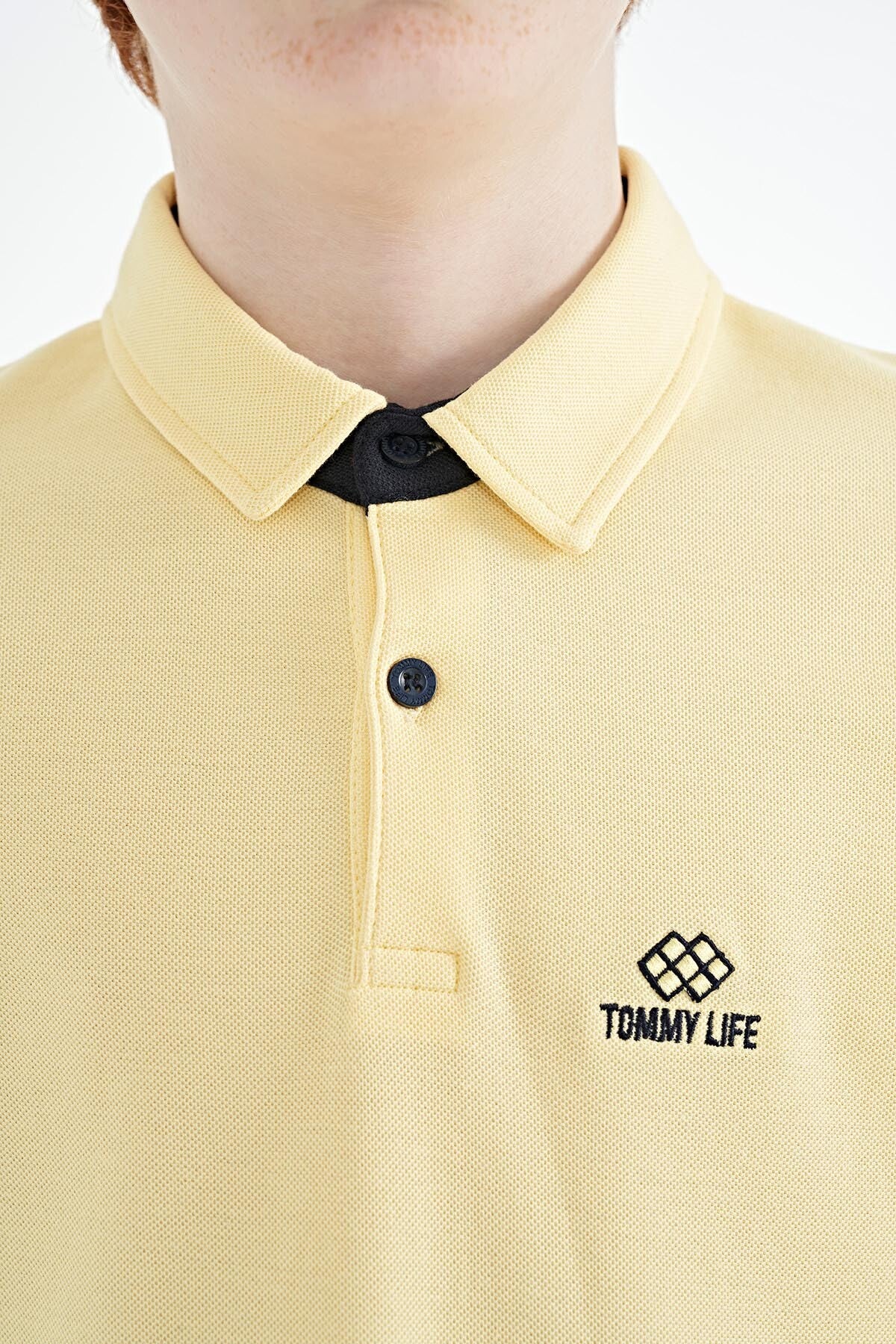 Sarı Kol Baskı Detaylı Standart Kalıp Polo Yaka Erkek Çocuk T-Shirt - 11093