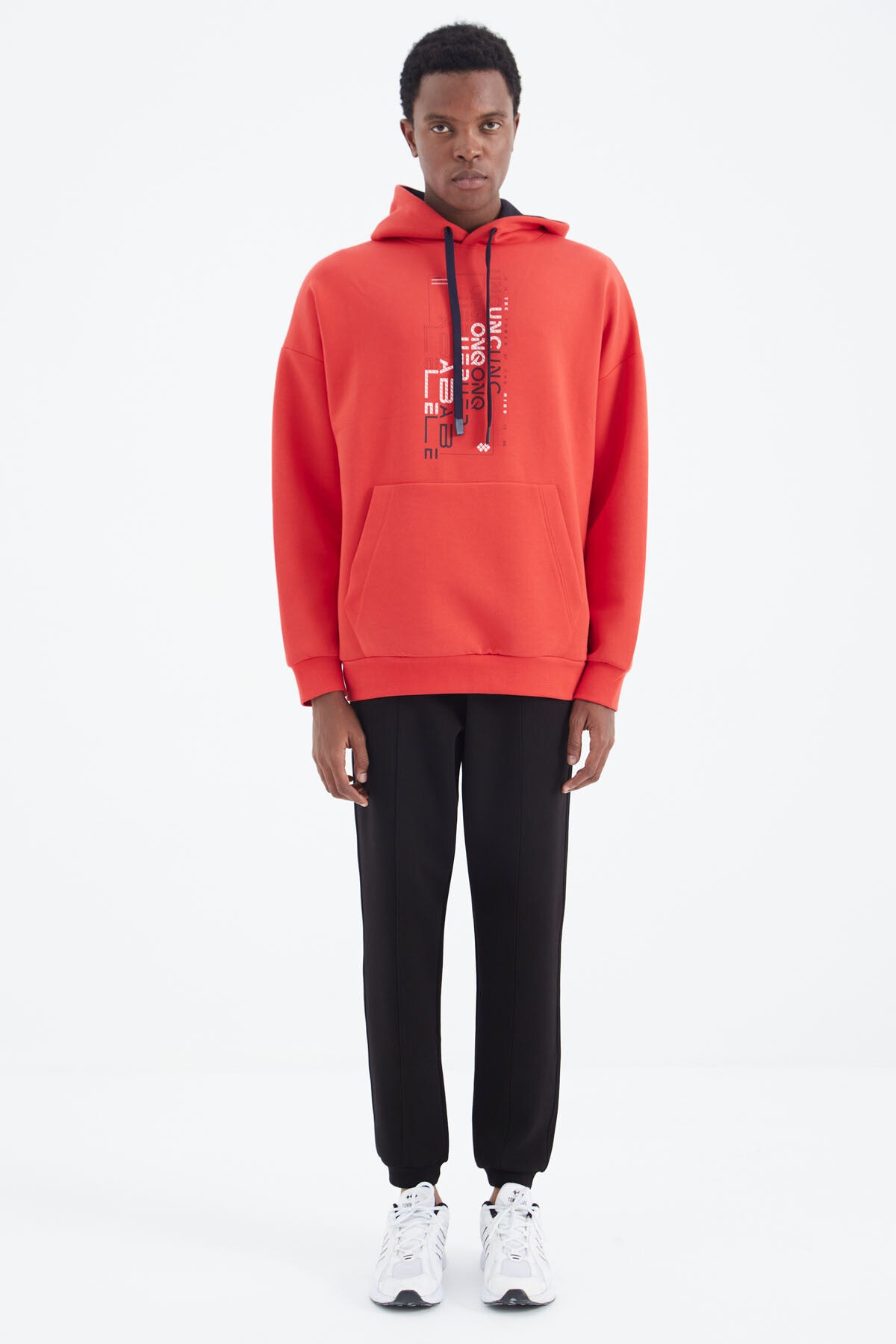 Siyah  Bağcıklı Ön Dikiş Detaylı  Standart  Kalıp Erkek Eşofman Alt - 84994