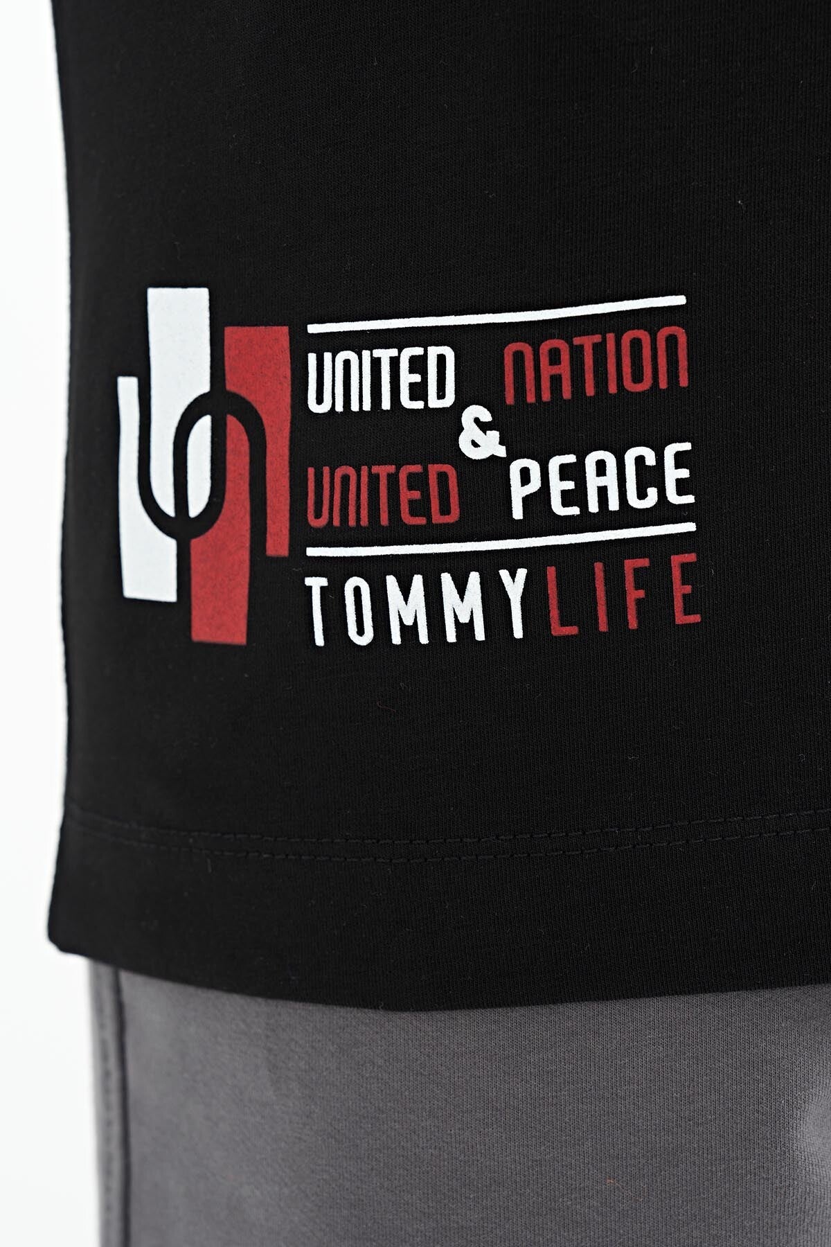Siyah Baskılı Standart Kalıp O Yaka Erkek Çocuk T-Shirt - 11097