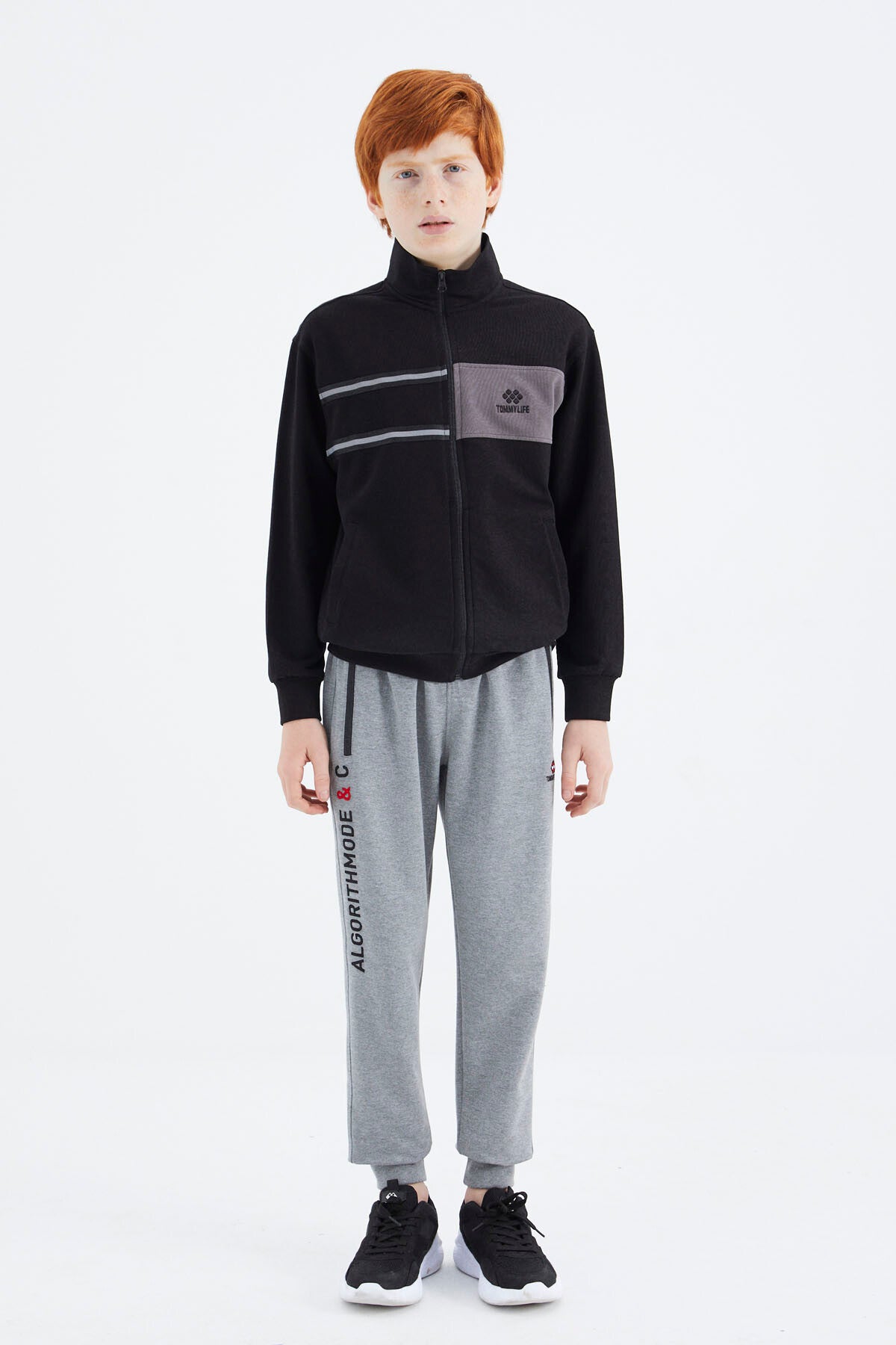 Siyah Dik Yaka Erkek Çocuk Sweatshirt - 11183