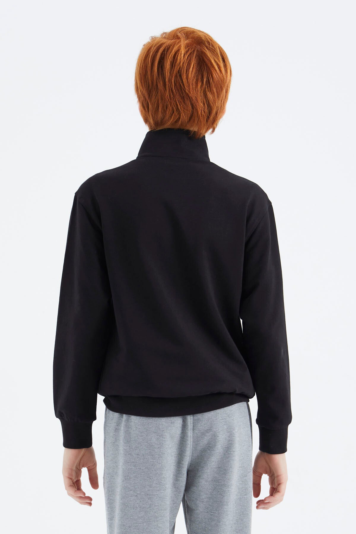 Siyah Dik Yaka Erkek Çocuk Sweatshirt - 11183
