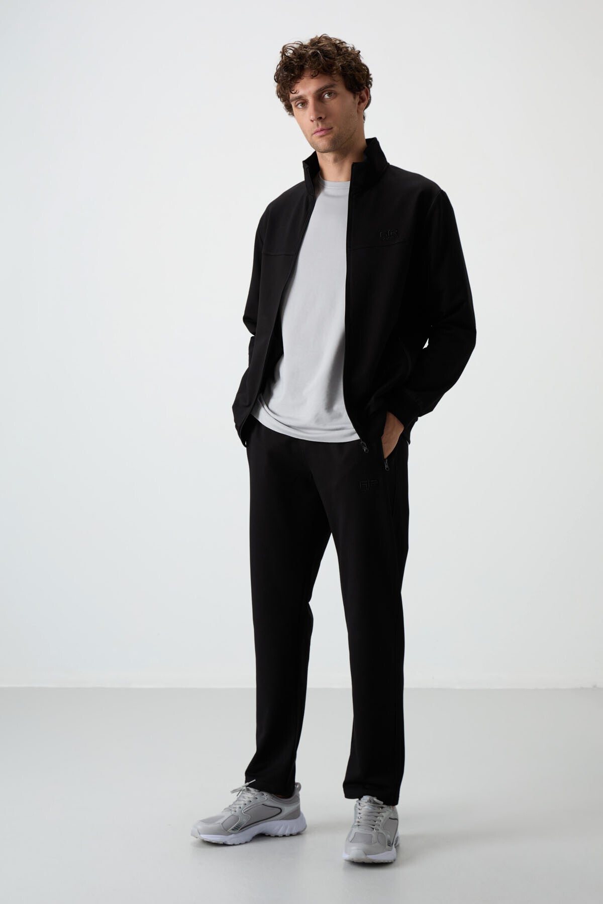 Troy Siyah Standart Kalıp Erkek Eşofman Takım - 85196