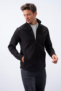 Black Zippered Stand Collar Water and Windproof Softshell Men's Jacket - 88050