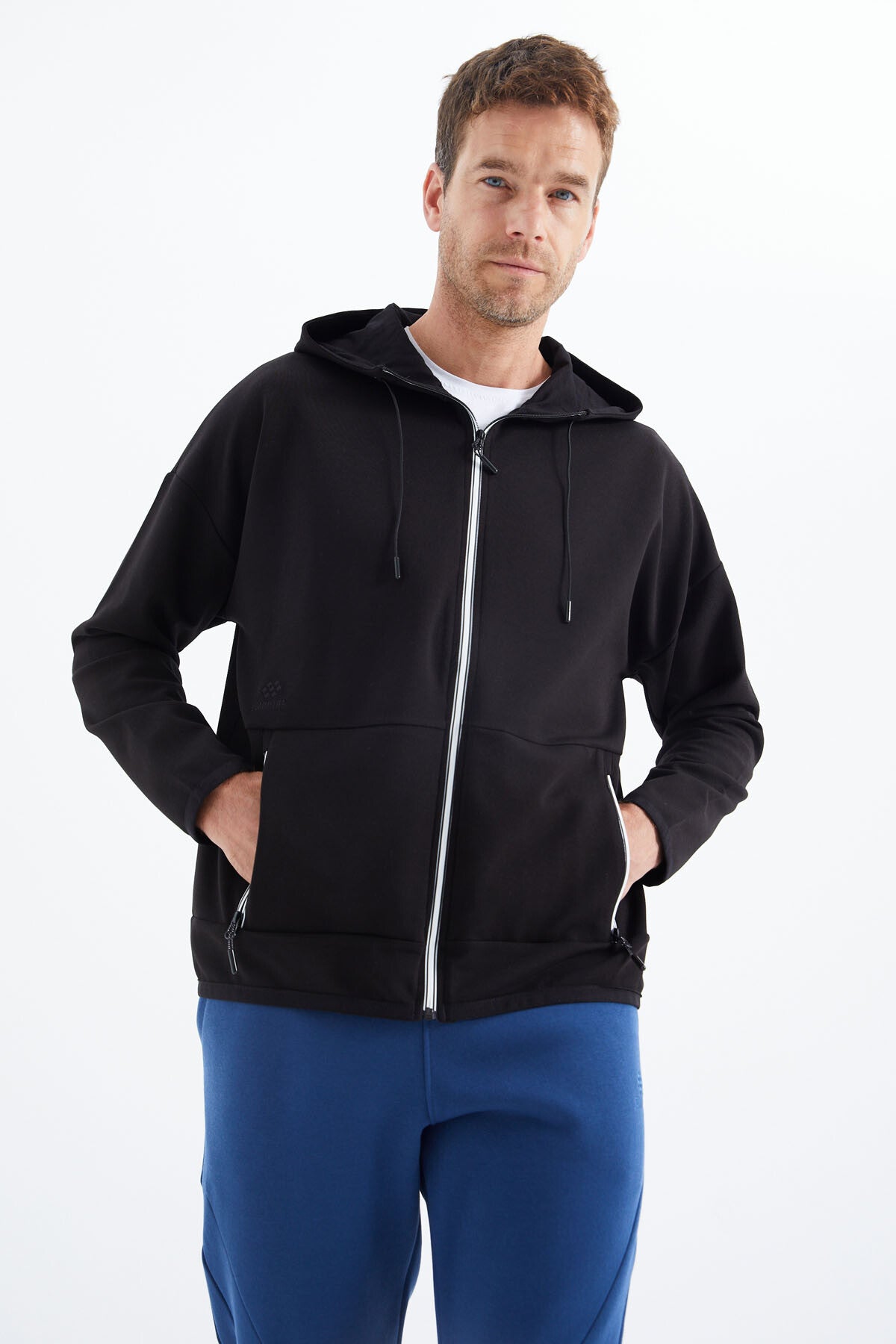 Siyah Kapüşonlu  Gizli Cep Detaylı Erkek Sweatshirt - 88288