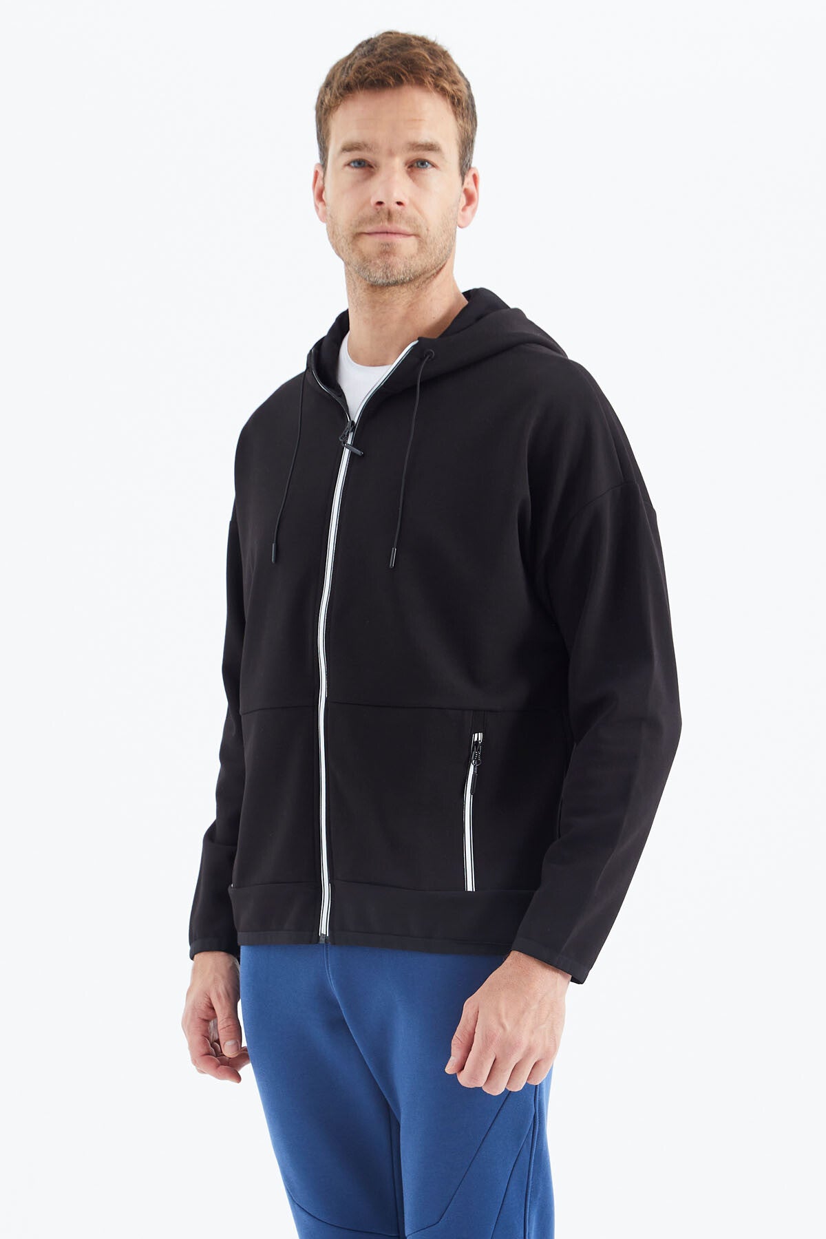 Siyah Kapüşonlu  Gizli Cep Detaylı Erkek Sweatshirt - 88288
