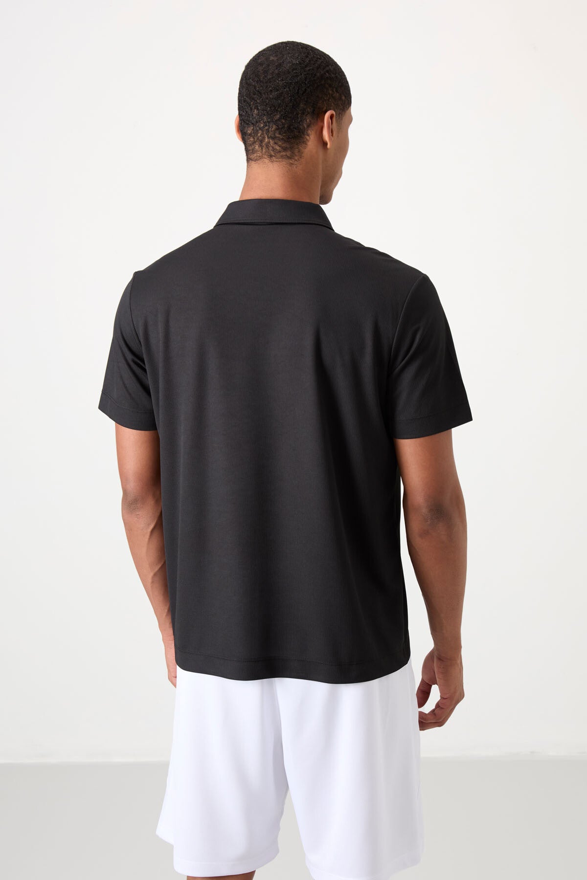 Siyah Logo Baskılı Standart Kalıp Polo Yaka Aktif Spor Erkek T-Shirt - 88252