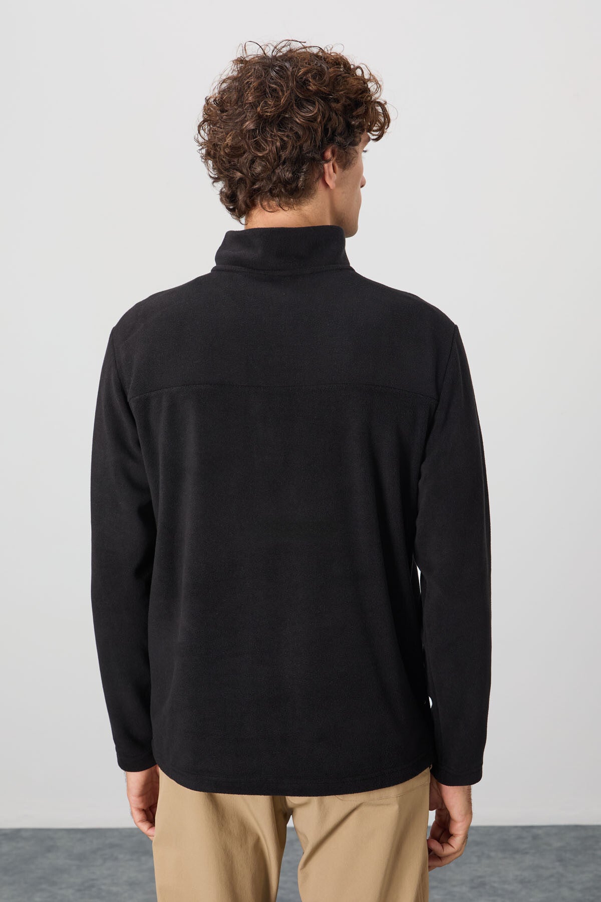 River Siyah Dik Yaka Erkek Polar Sweatshirt - 88310