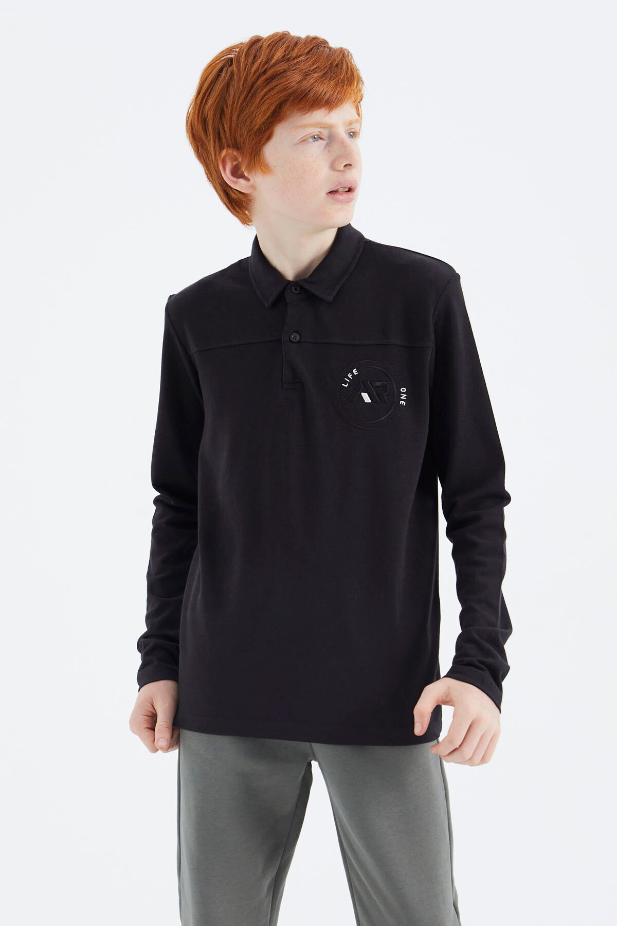 Siyah Polo Yaka Erkek Çocuk T-Shirt - 11172