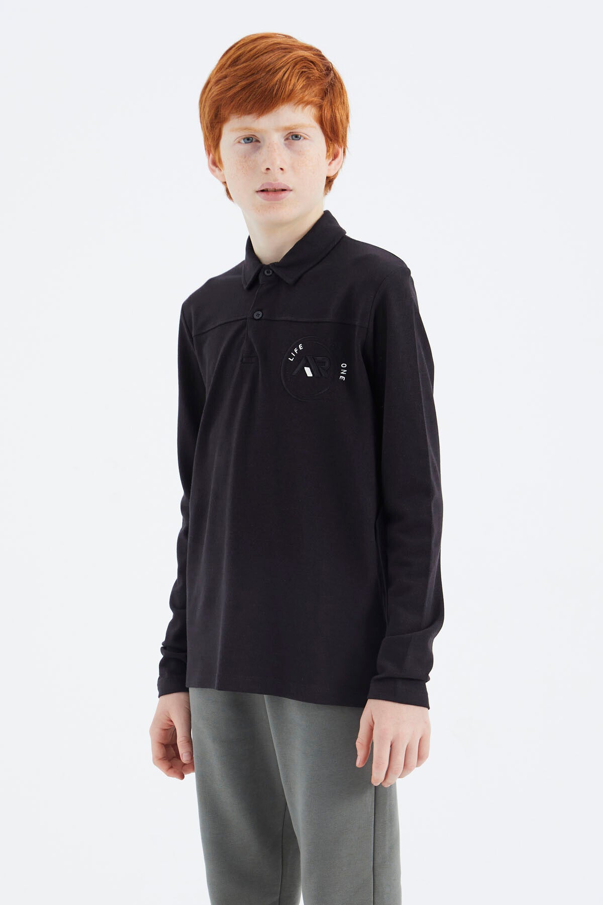 Siyah Polo Yaka Erkek Çocuk T-Shirt - 11172