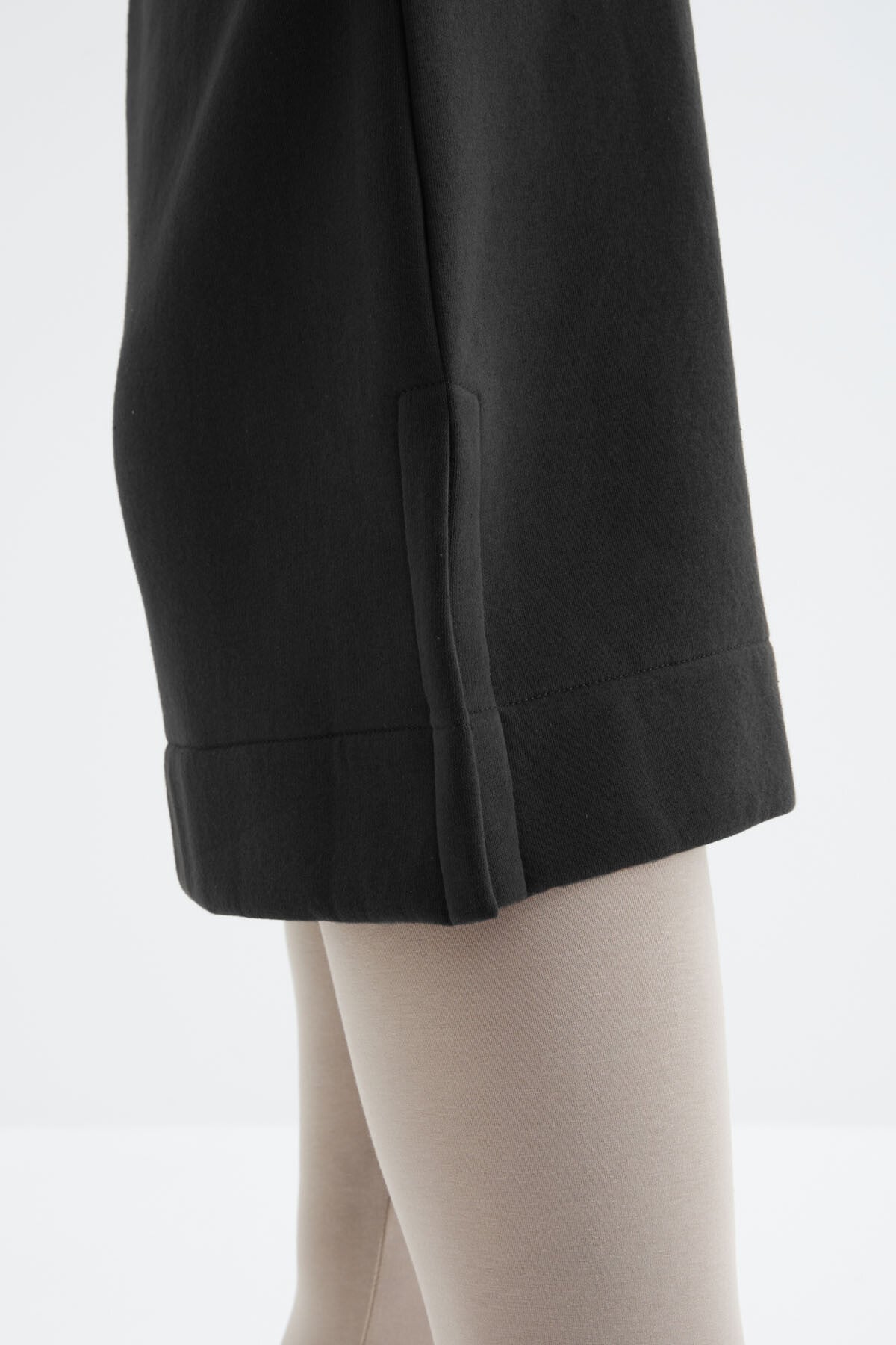 Siyah Reglan Kol Basic Kapüşonlu Oversize Sweatshirt Tunik - 97242