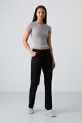 Black Stone Detail Pocket Comfortable Fit Classic Leg Women's Sweatpants - 94007