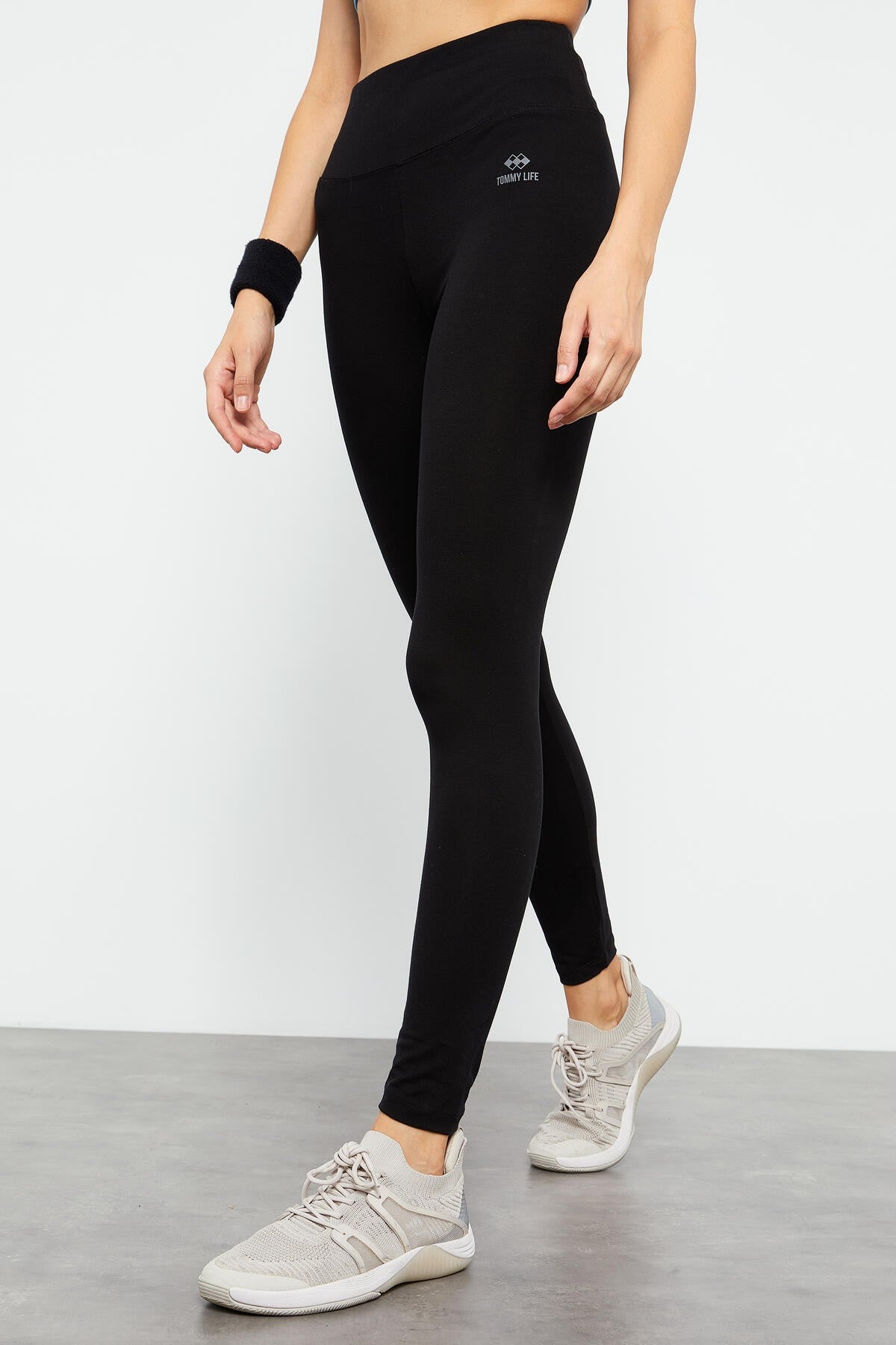 Siyah Yüksek Bel Toparlayıcı Slim Fit Dar Paça Kadın Tayt - 94011