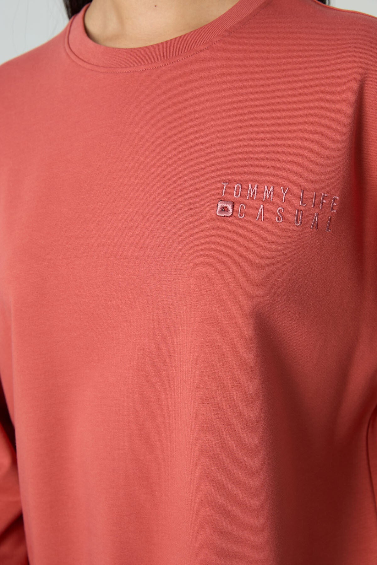 Tarçın Basic Pamuklu O Yaka Oversize Lastik Paça Kadın Eşofman Takım - 95287