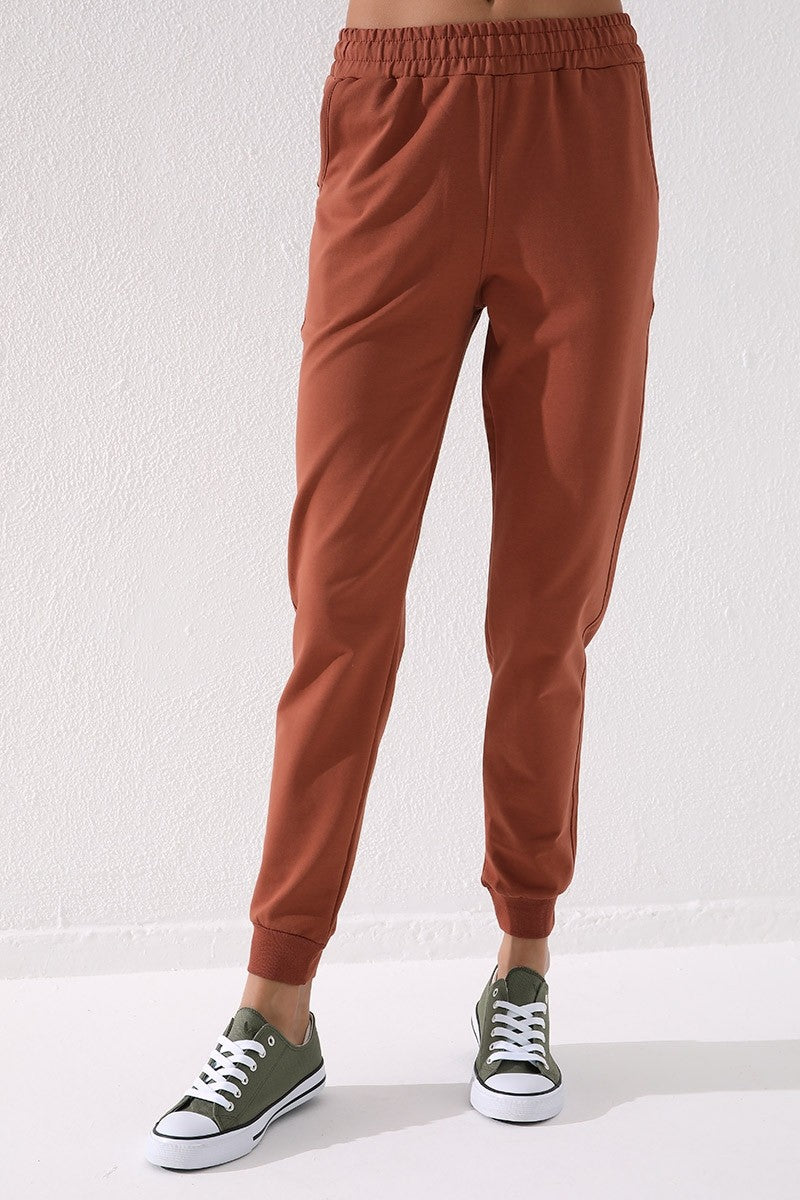 Tarçın Yüksek Bel Jogger Rahat Form Manşetli Kadın Eşofman Alt - 94561