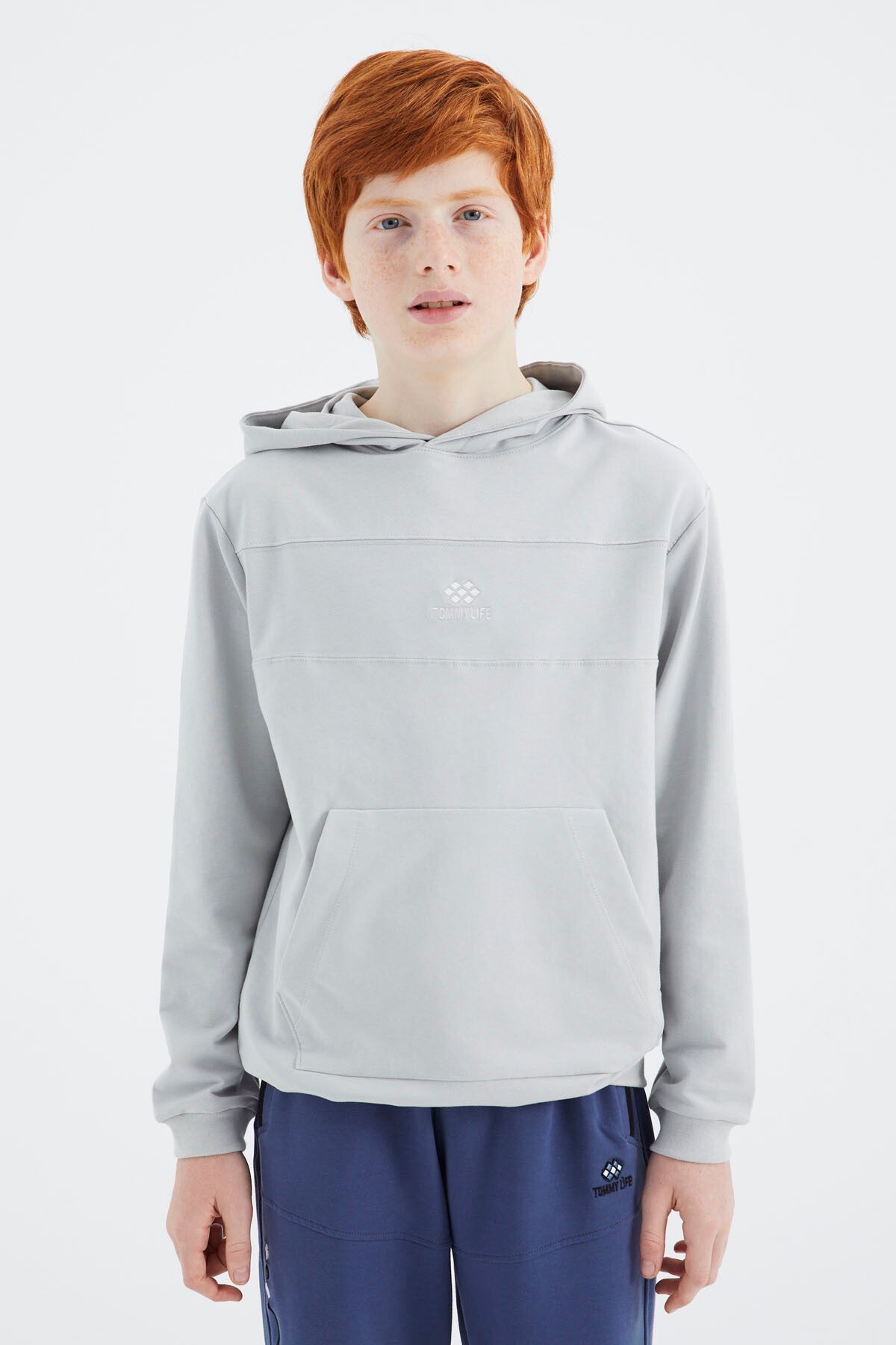 Taş Kapüşonlu Basic Erkek Çocuk Sweatshirt - 11181