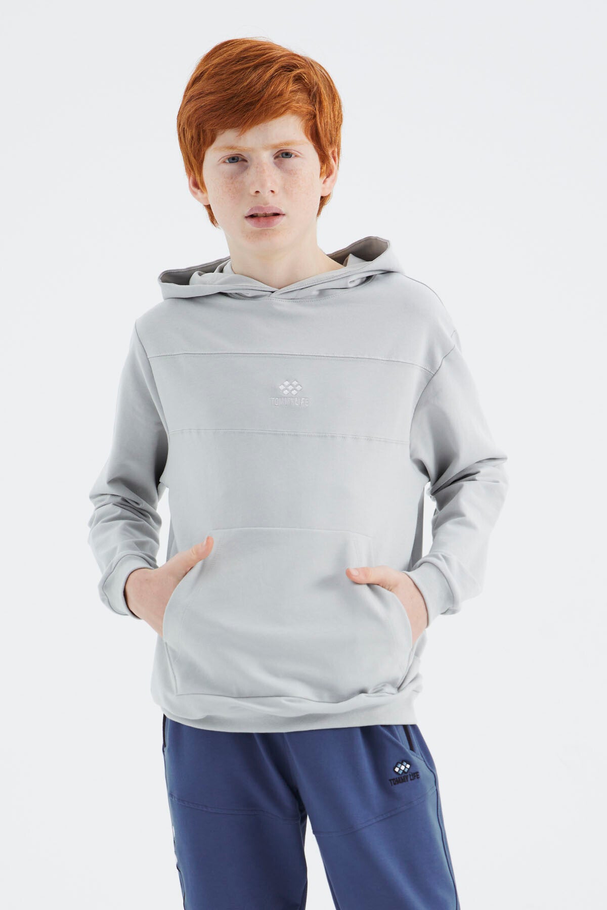 Taş Kapüşonlu Basic Erkek Çocuk Sweatshirt - 11181