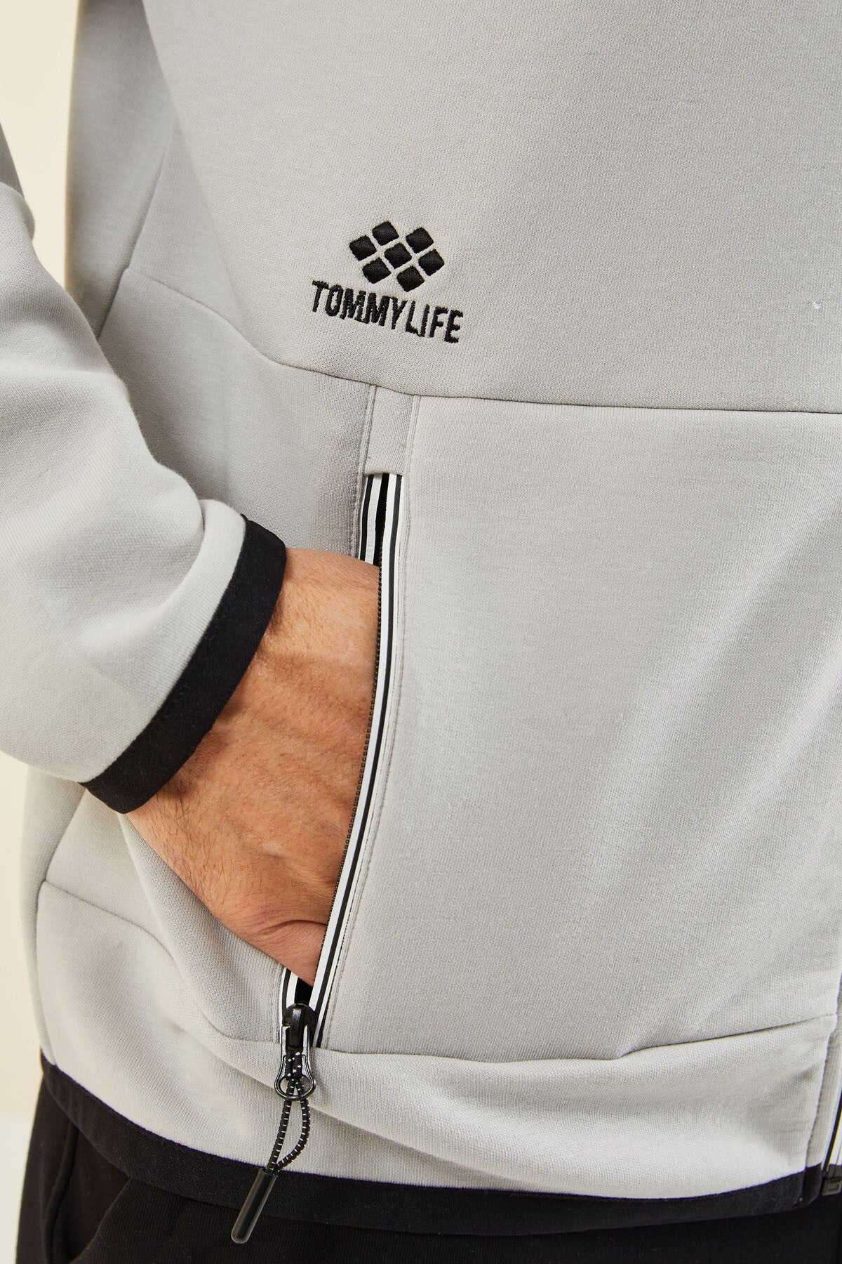 Taş Kapüşonlu  Gizli Cep Detaylı Erkek Sweatshirt - 88288