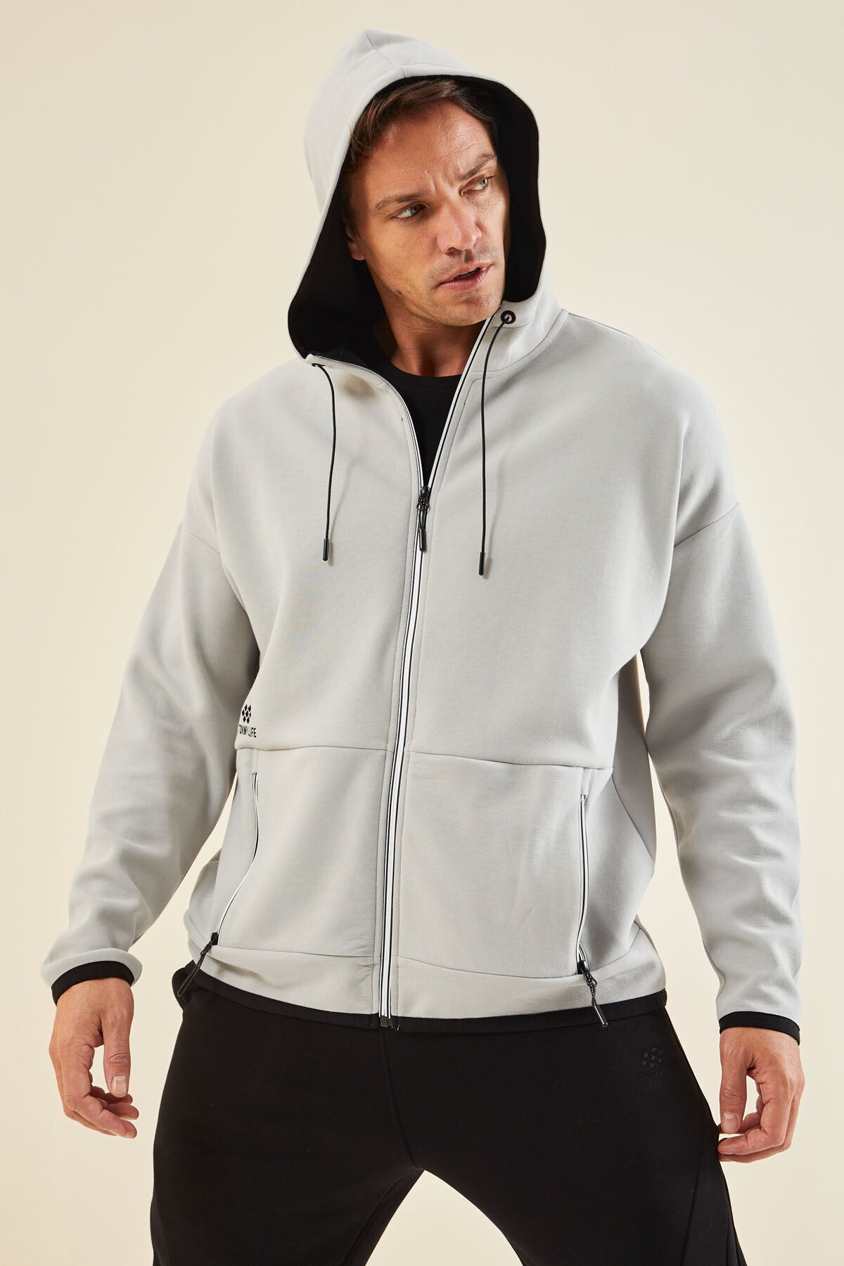 Taş Kapüşonlu  Gizli Cep Detaylı Erkek Sweatshirt - 88288
