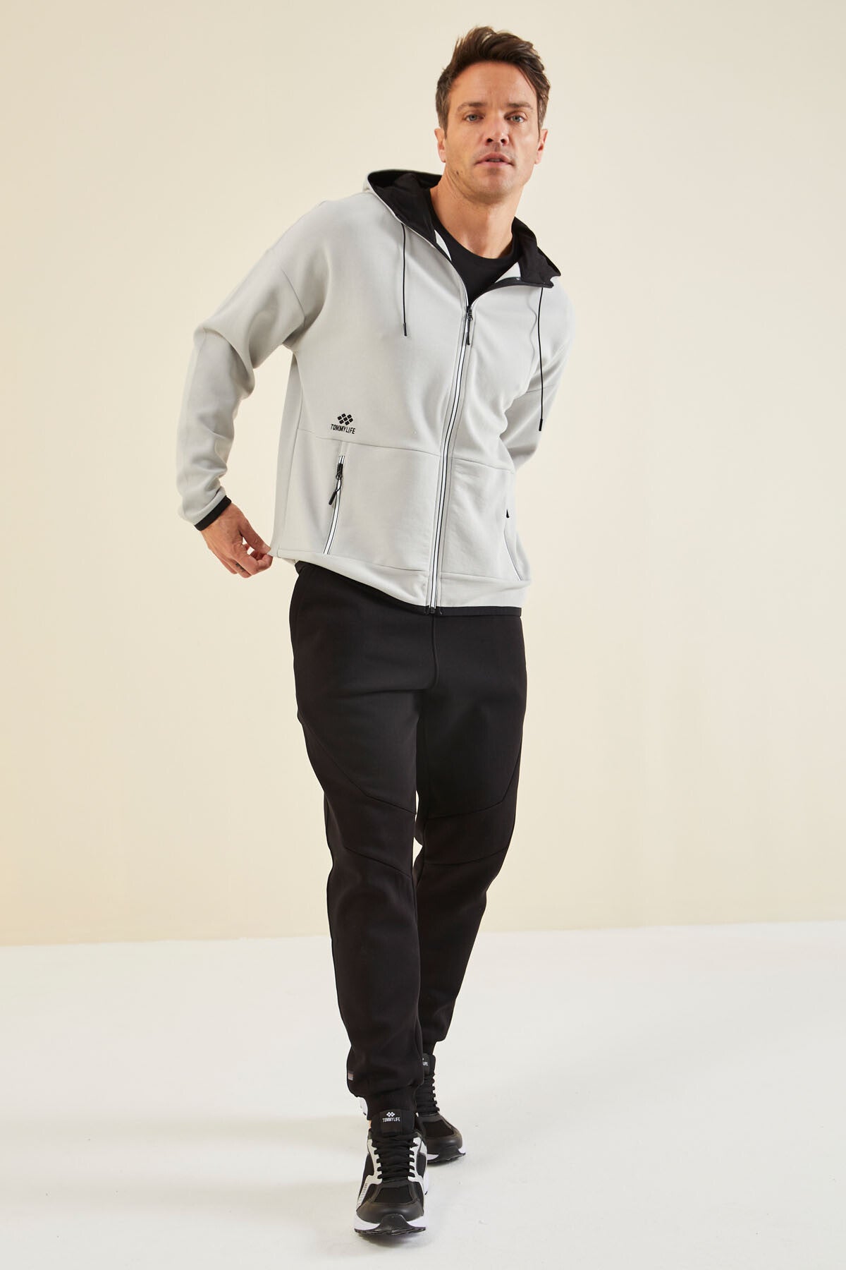 Taş Kapüşonlu  Gizli Cep Detaylı Erkek Sweatshirt - 88288