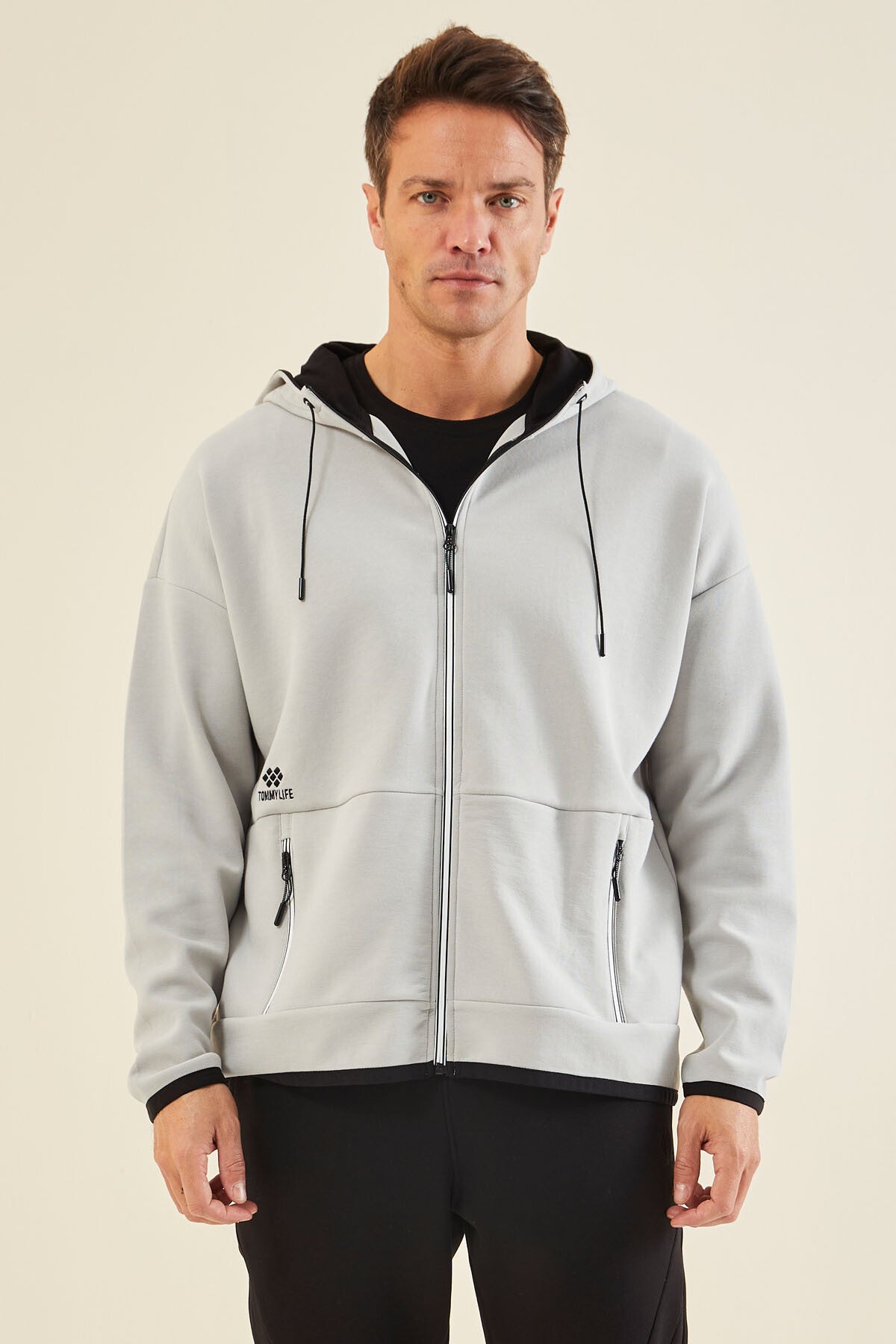 Taş Kapüşonlu  Gizli Cep Detaylı Erkek Sweatshirt - 88288