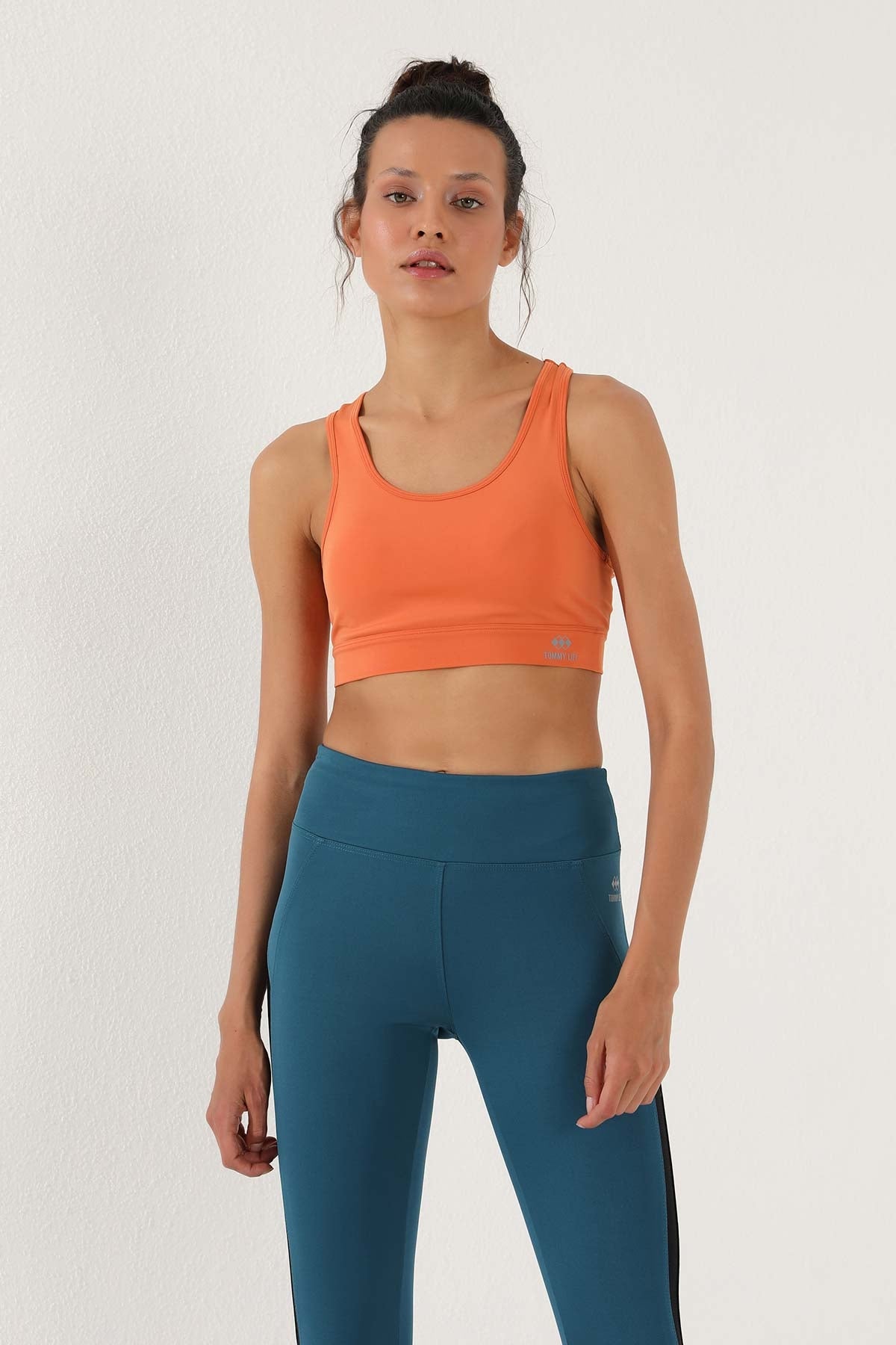 Zümrüt Yüksek Bel Şerit Detaylı Slim Fit Dar Paça Kadın Tayt - 94541