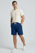 Navy Blue Standard Fit Basic Back Pocket Men's Shorts - 81314