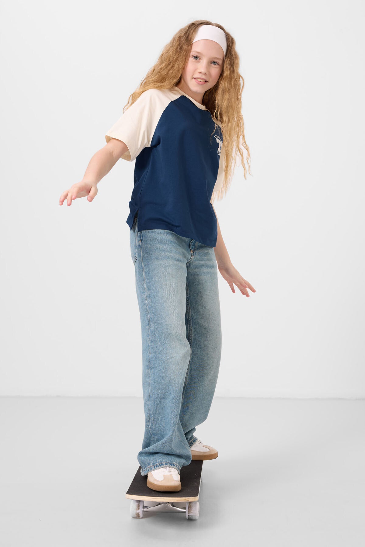 Parlament O Yaka  Pamuklu Baskılı Oversize Fit Kız Çocuk T-Shirt - 75179