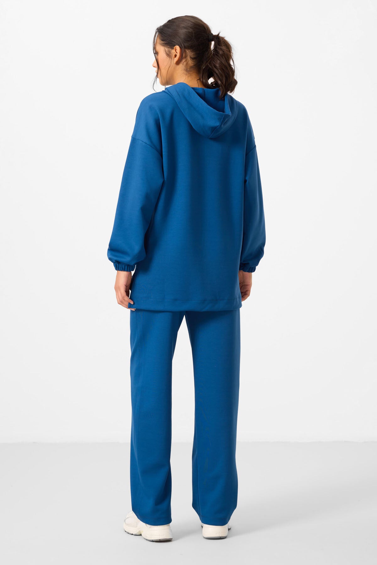 Parlament Yumuşak Dokulu Kapüşonlu Oversize Kadın Eşofman Tunik Takım - 95348