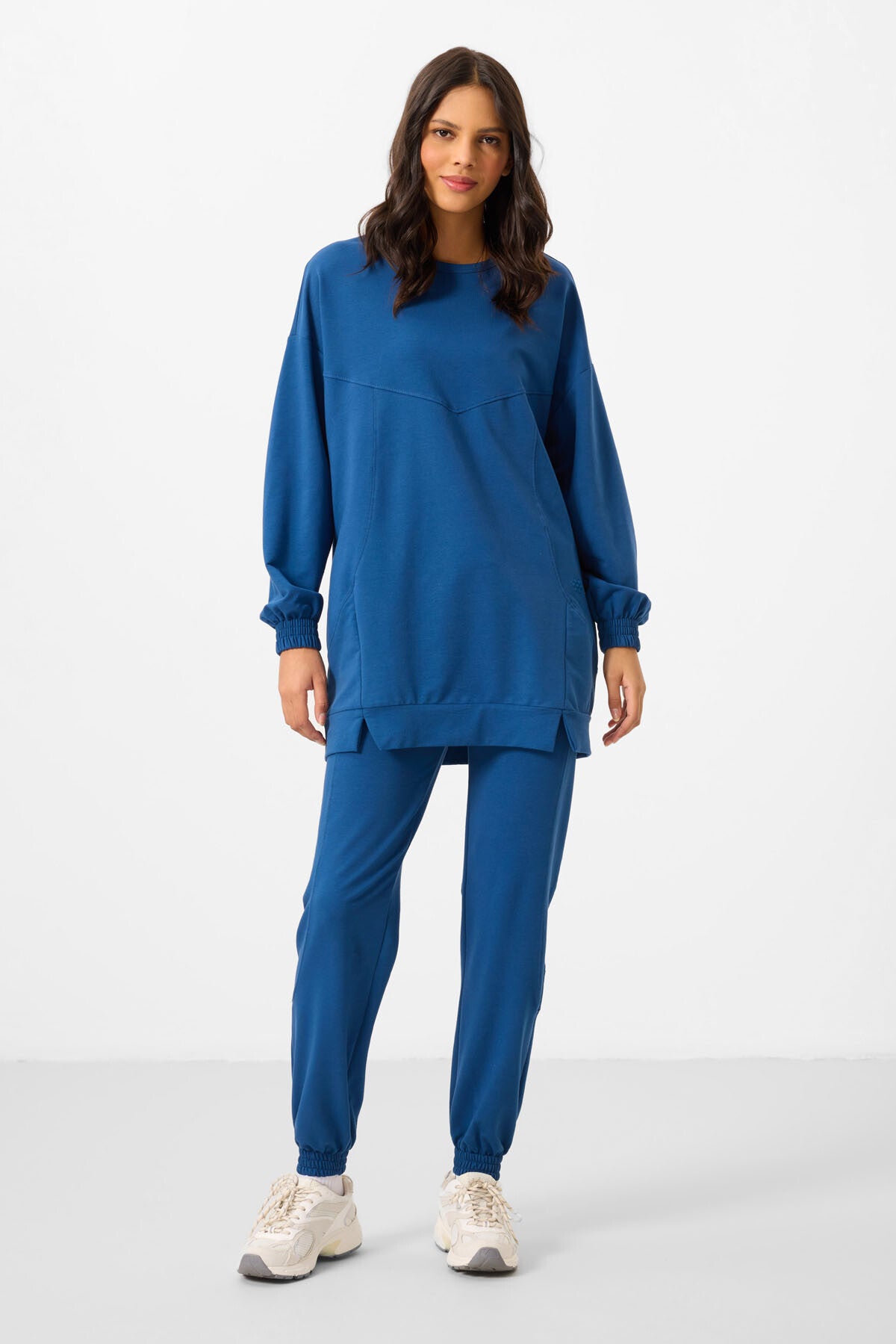 Parlament O Yaka Basic Oversize Kadın Eşofman Tunik Takım - 95347