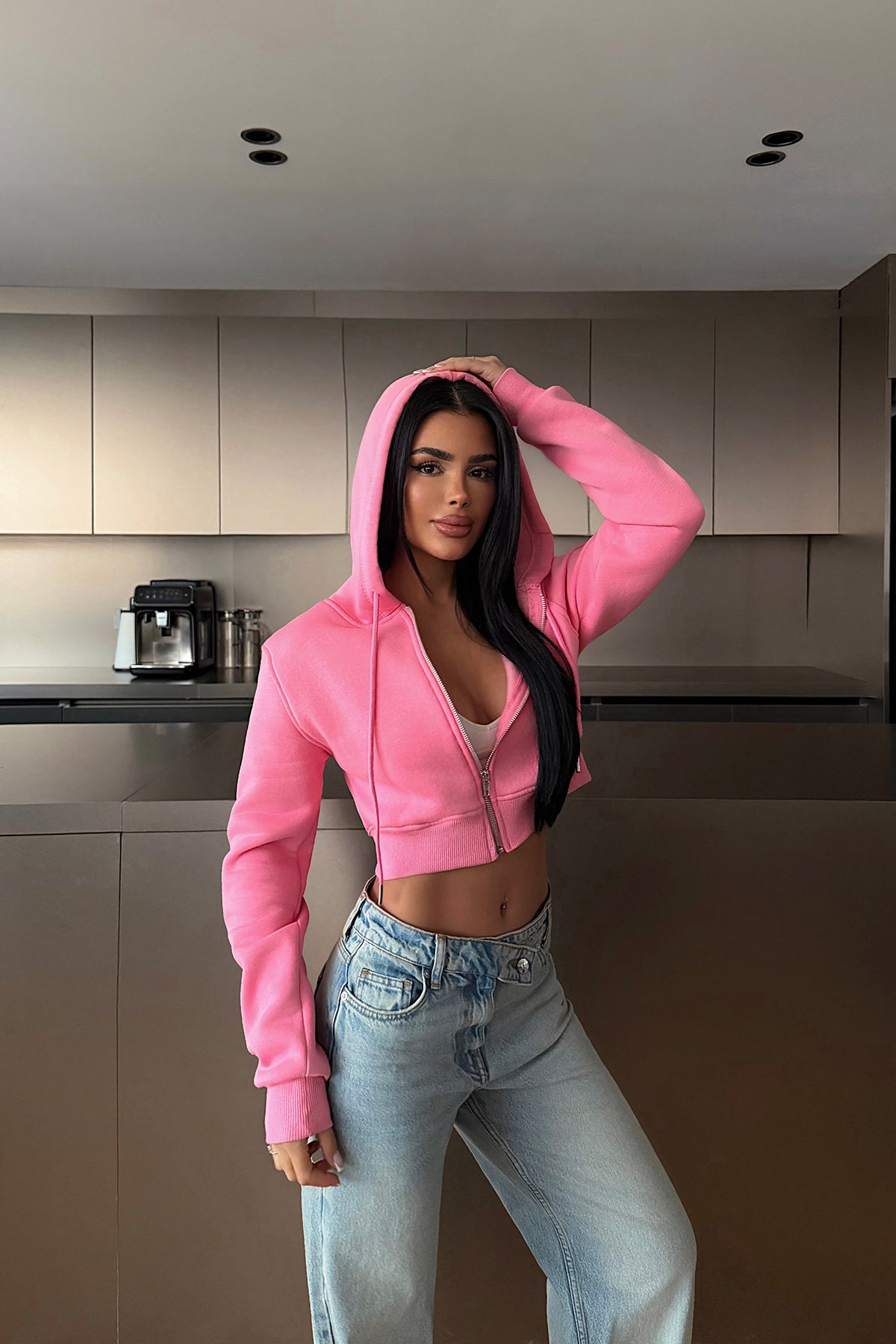 Pembe Caiden Crop Hırka ATE-4857