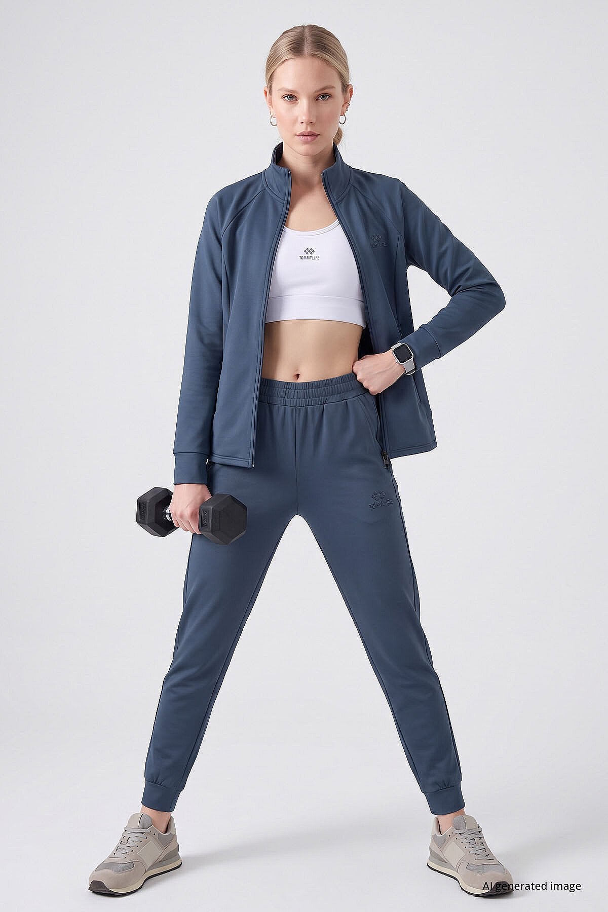 Petrol Slim Fit Kadın Eşofman Takım - 95357