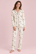 Kadın Panda Desenli Pijama Takımı Ekru İkili Takım