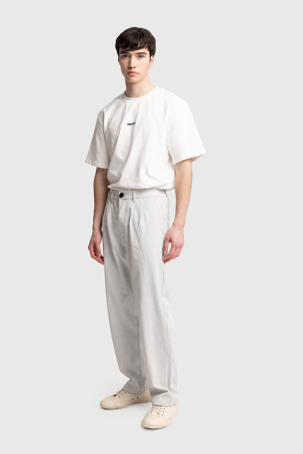 PİLİLİ DÖKÜMLÜ PANTOLON - GRİ S