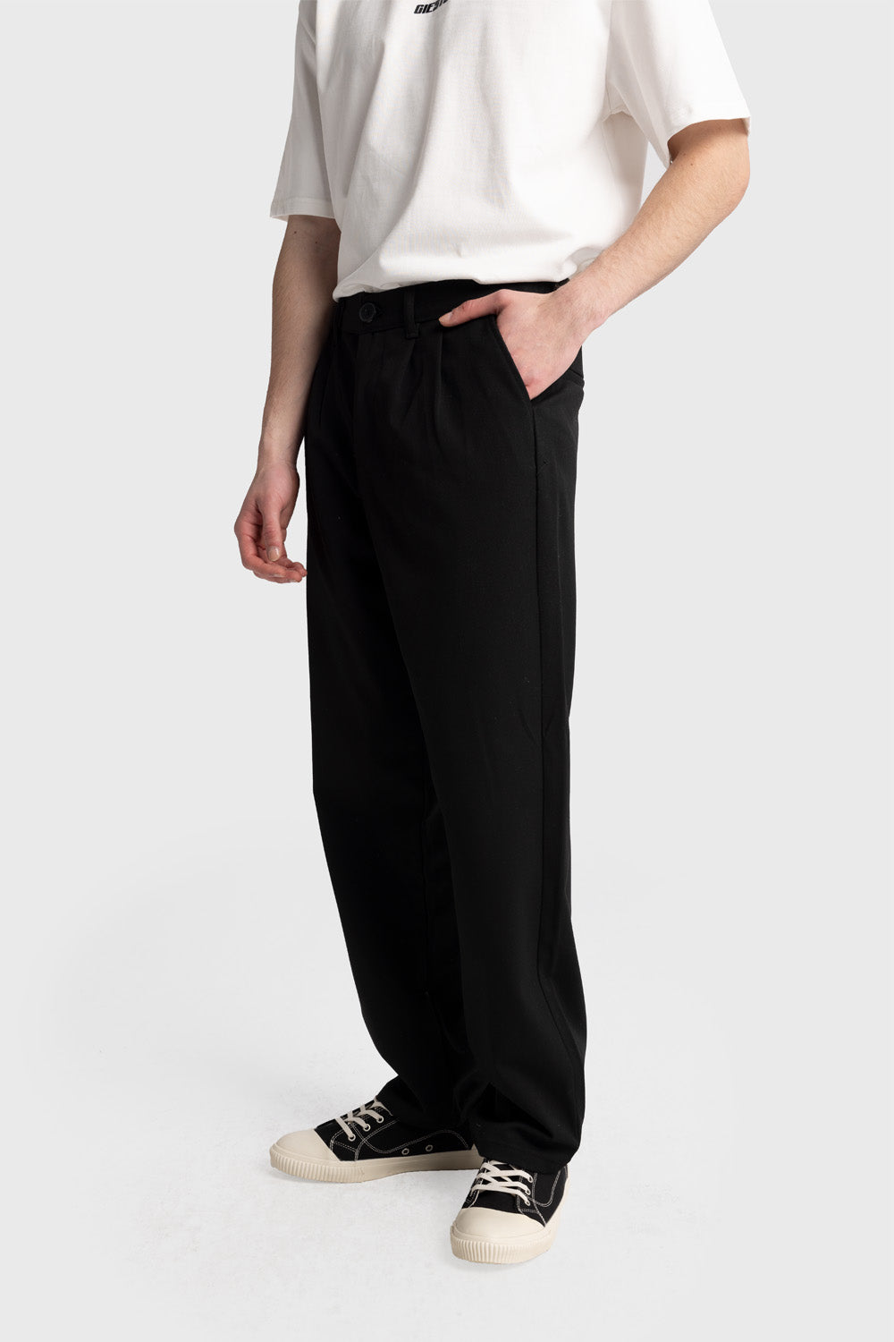 PİLİLİ DÖKÜMLÜ PANTOLON - SİYAH XL