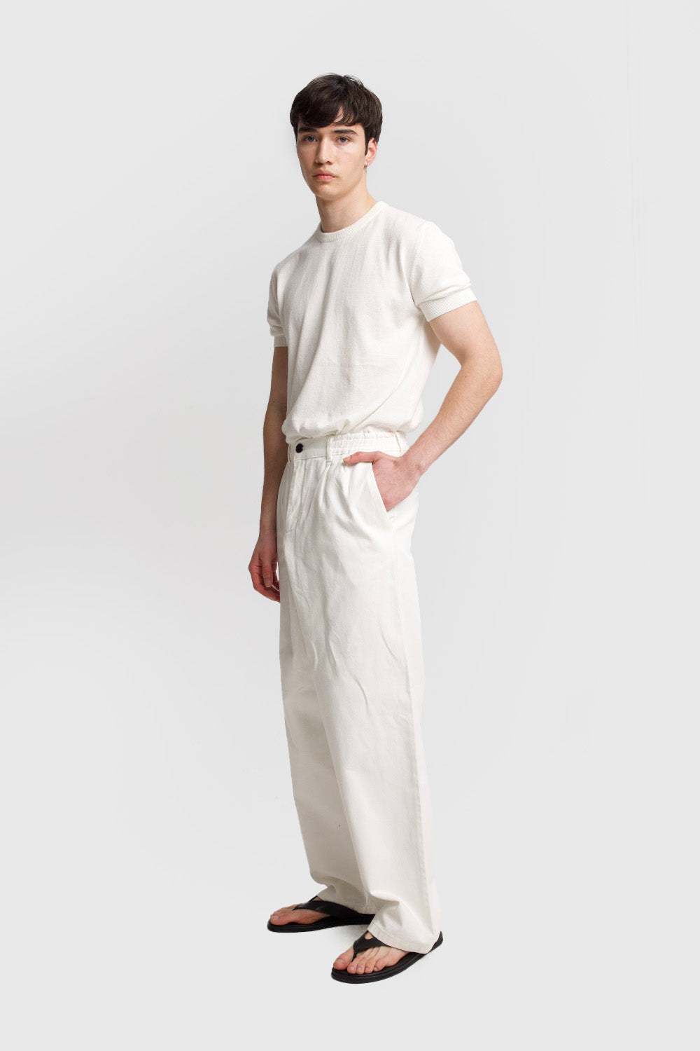 PİLİLİ GABARDIN PANTOLON - BEYAZ XL