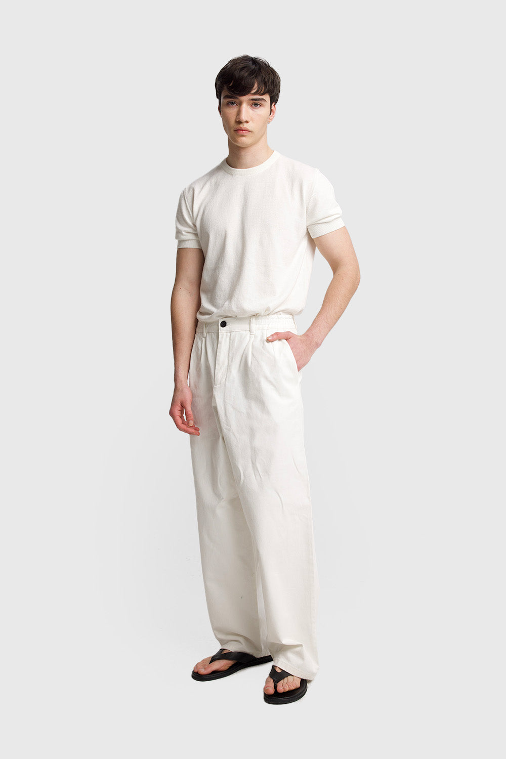 PİLİLİ GABARDIN PANTOLON - BEYAZ M