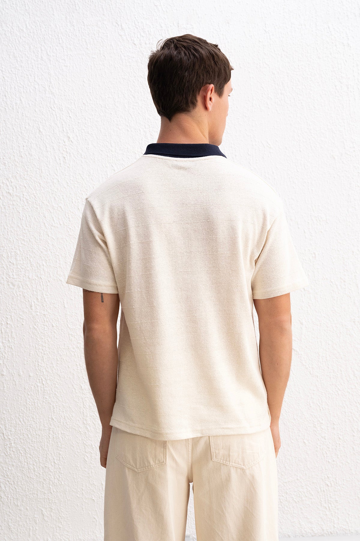POLO YAKA BEJ T-SHIRT - BEJ M
