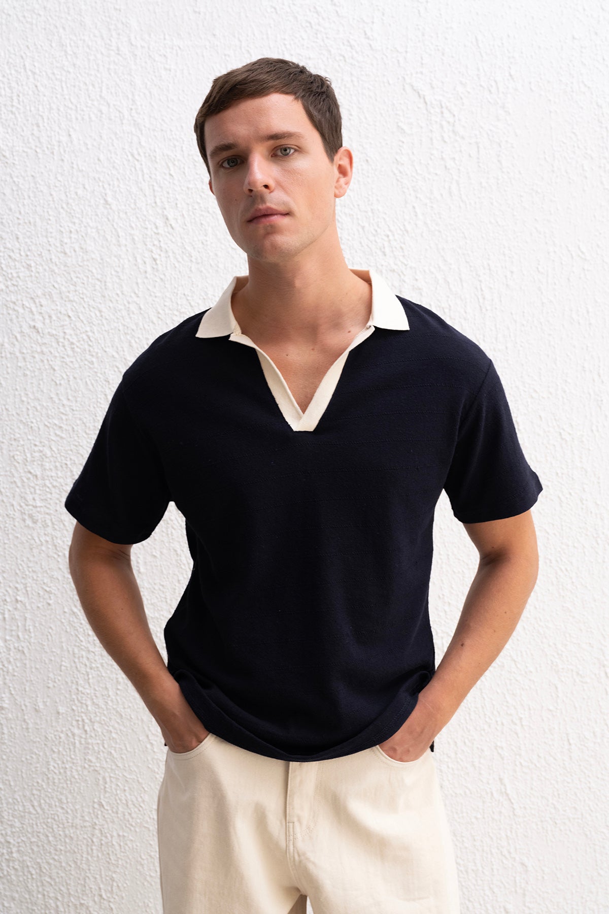 POLO YAKA LACİVERT T-SHIRT
