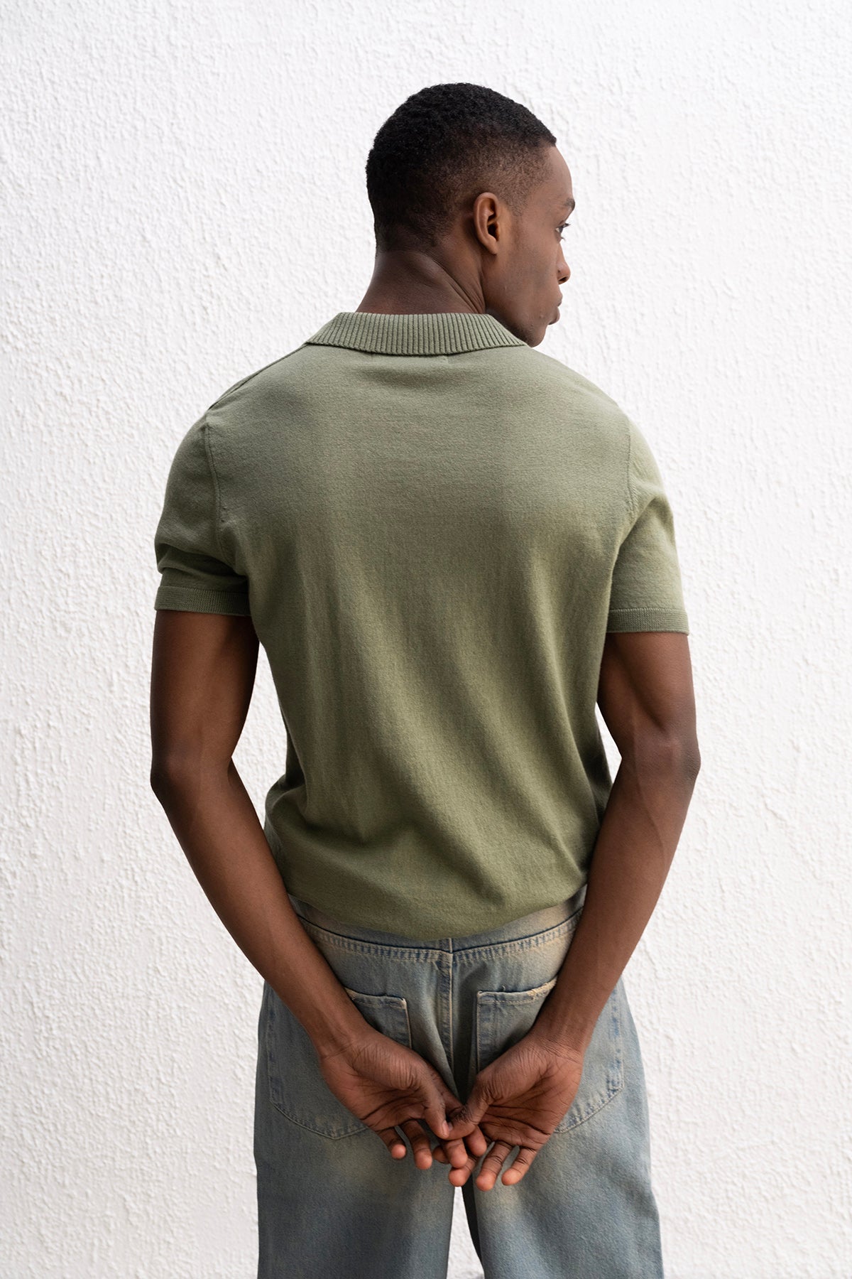 POLO YAKA TRİKO HAKİ  T-SHIRT - HAKİ M