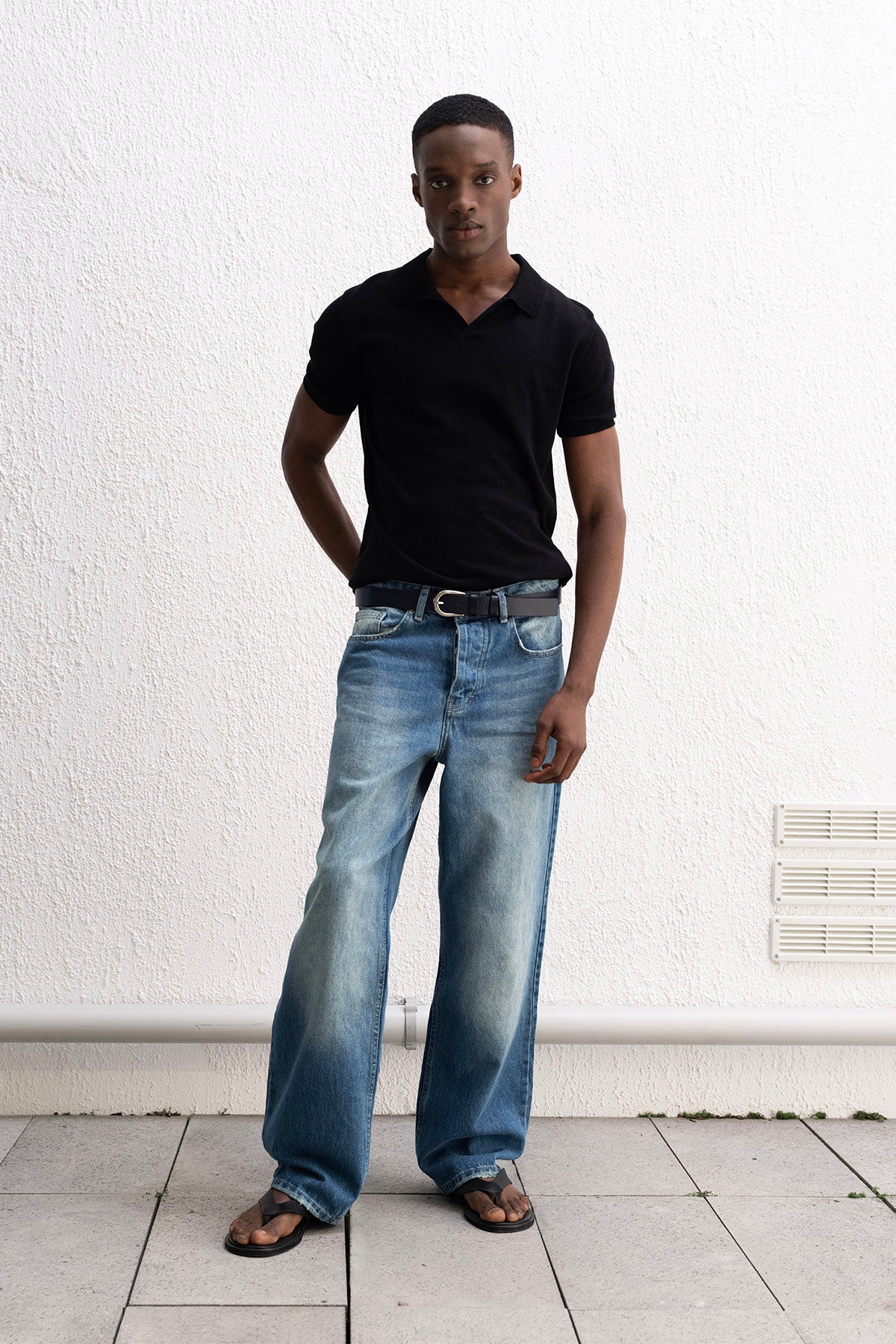 POLO YAKA TRİKO SİYAH T-SHIRT - SİYAH XL