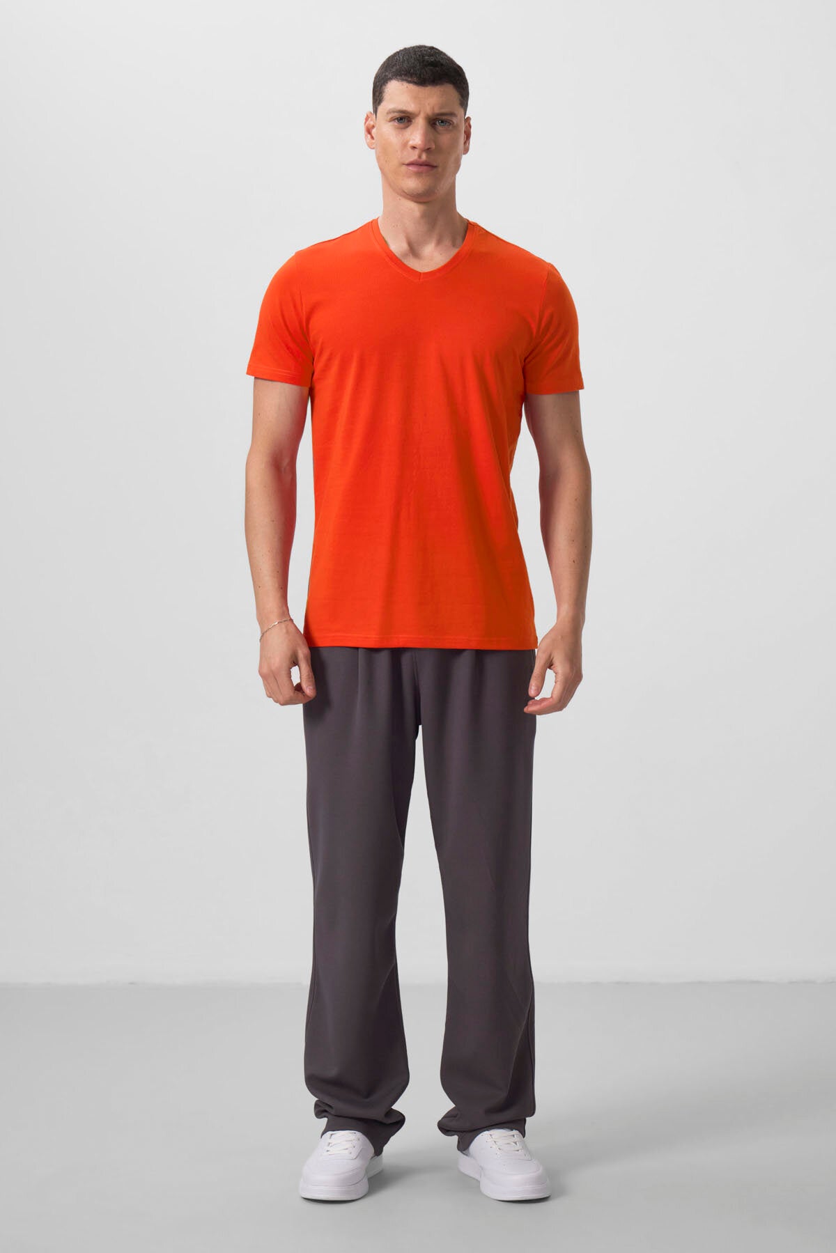 Portakal Basic Kısa Kol Standart Kalıp V Yaka Erkek T-Shirt - 87912