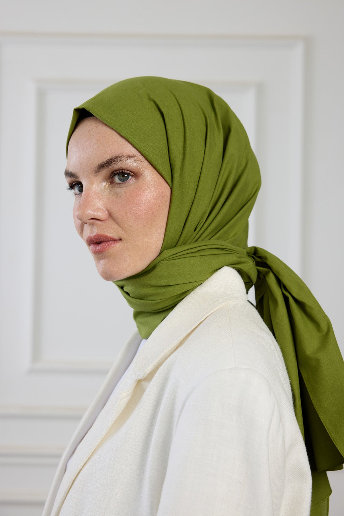 Pure Pamuk Şal - Zeytin Yeşili