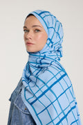Pure Tone Shawl - Square Print - Baby Blue - Blue