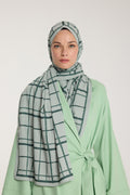 Pure Tone Shawl - Square Pattern - Pistachio - Dark Pistachio