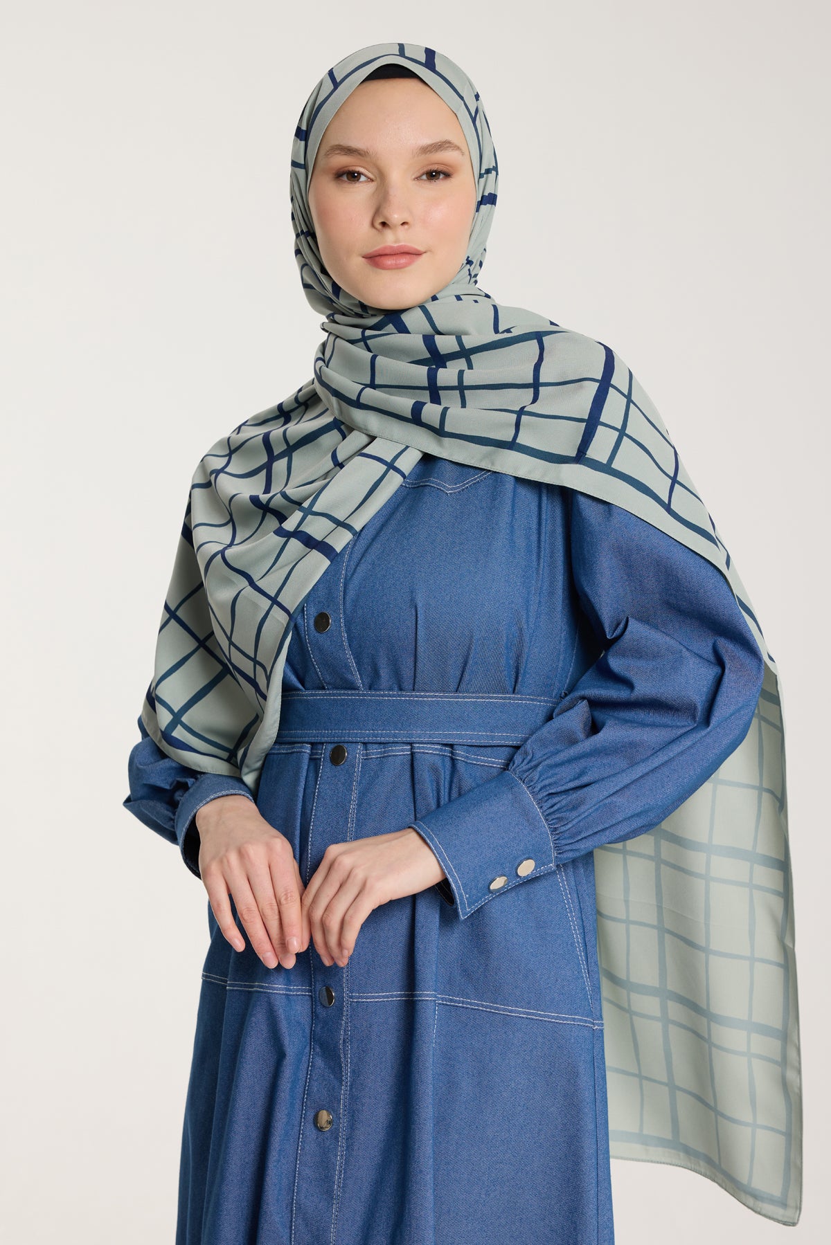 Pure Tone Şal - Kare Desen - Çağla - Laci