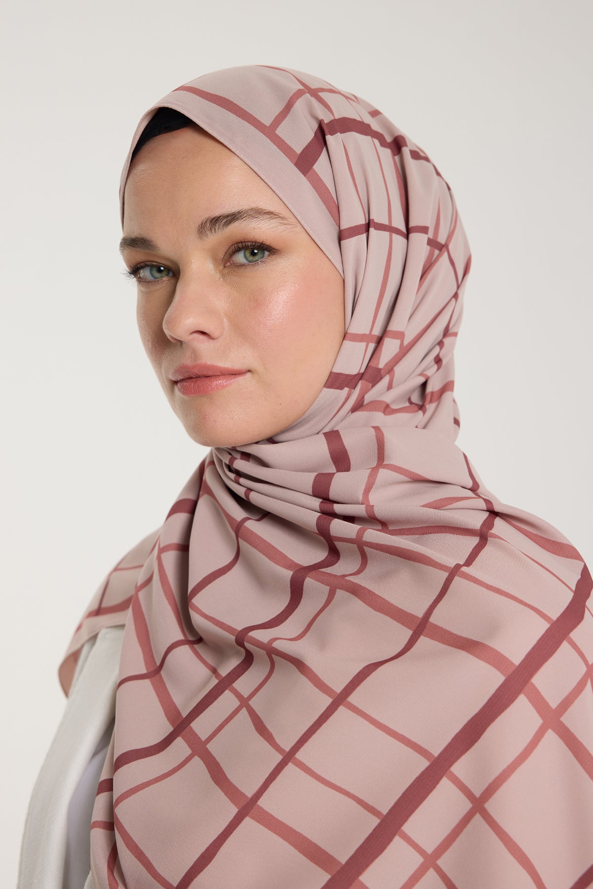 Pure Tone Şal - Kare Desen - Latte - Nude