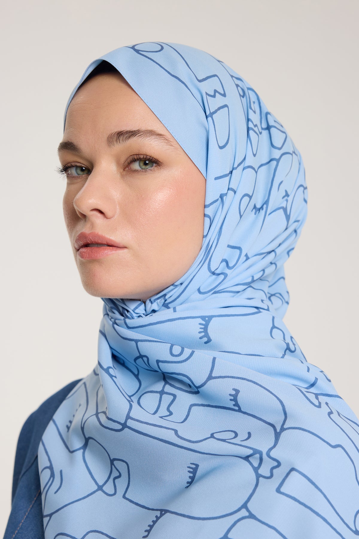 Pure Tone Şal - Marjinal Desen - Bebe Mavisi - Mavi