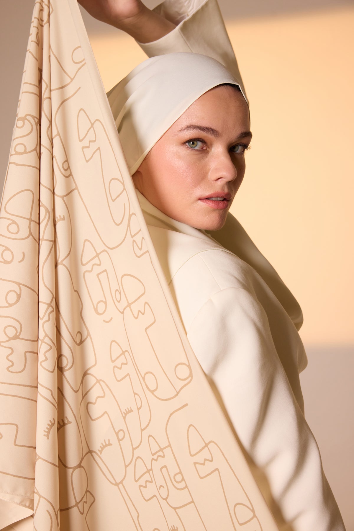 Pure Tone Şal - Marjinal Desen - Bej - Vizon